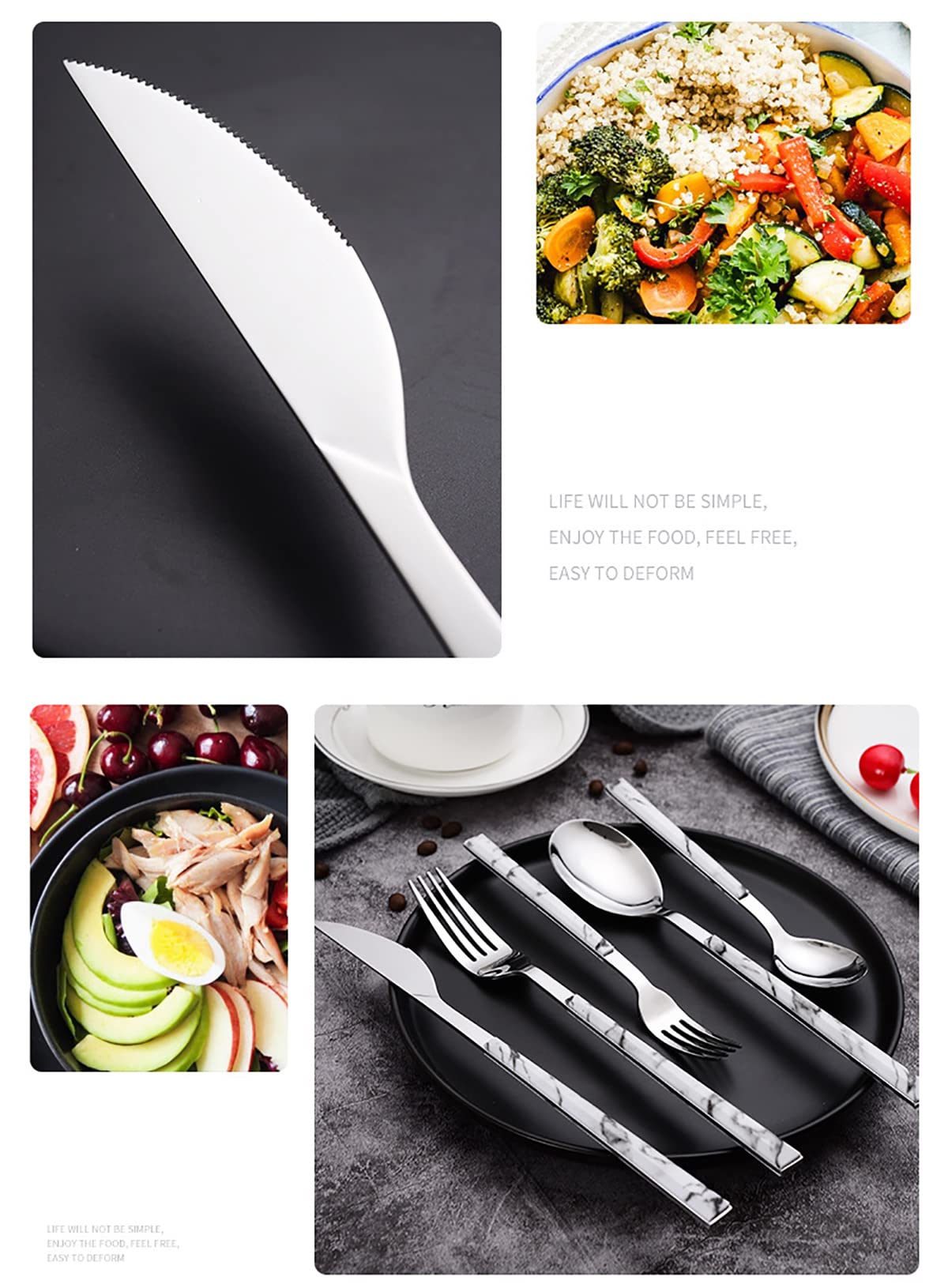 IKXO 32-Piece 18/10 Stainless Steel Flatware Set for 8 - Satin Finish Silverware Set with Knives, Forks, Spoons - Durable Kitchen & Tableware for Camping, Office, School Lunch - Dishwasher Safe - Perfect for Dinner Parties, Picnics & Everyday Use