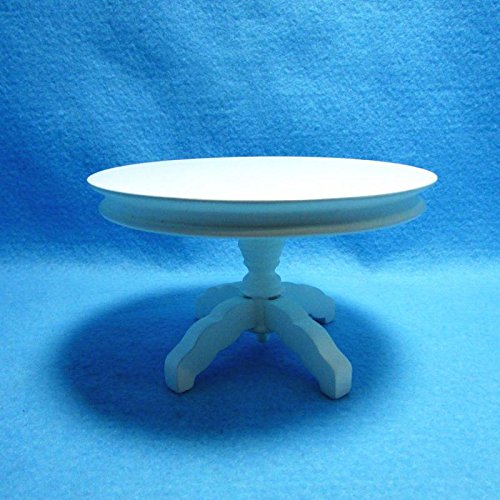 White Round Pedestal Dollhouse Miniature Dining Table - Perfect for Fairy Garden, DIY Miniature Kitchen & Home Decor | Ideal for Dollhouse Accessories, Miniature Scenes & Collectors