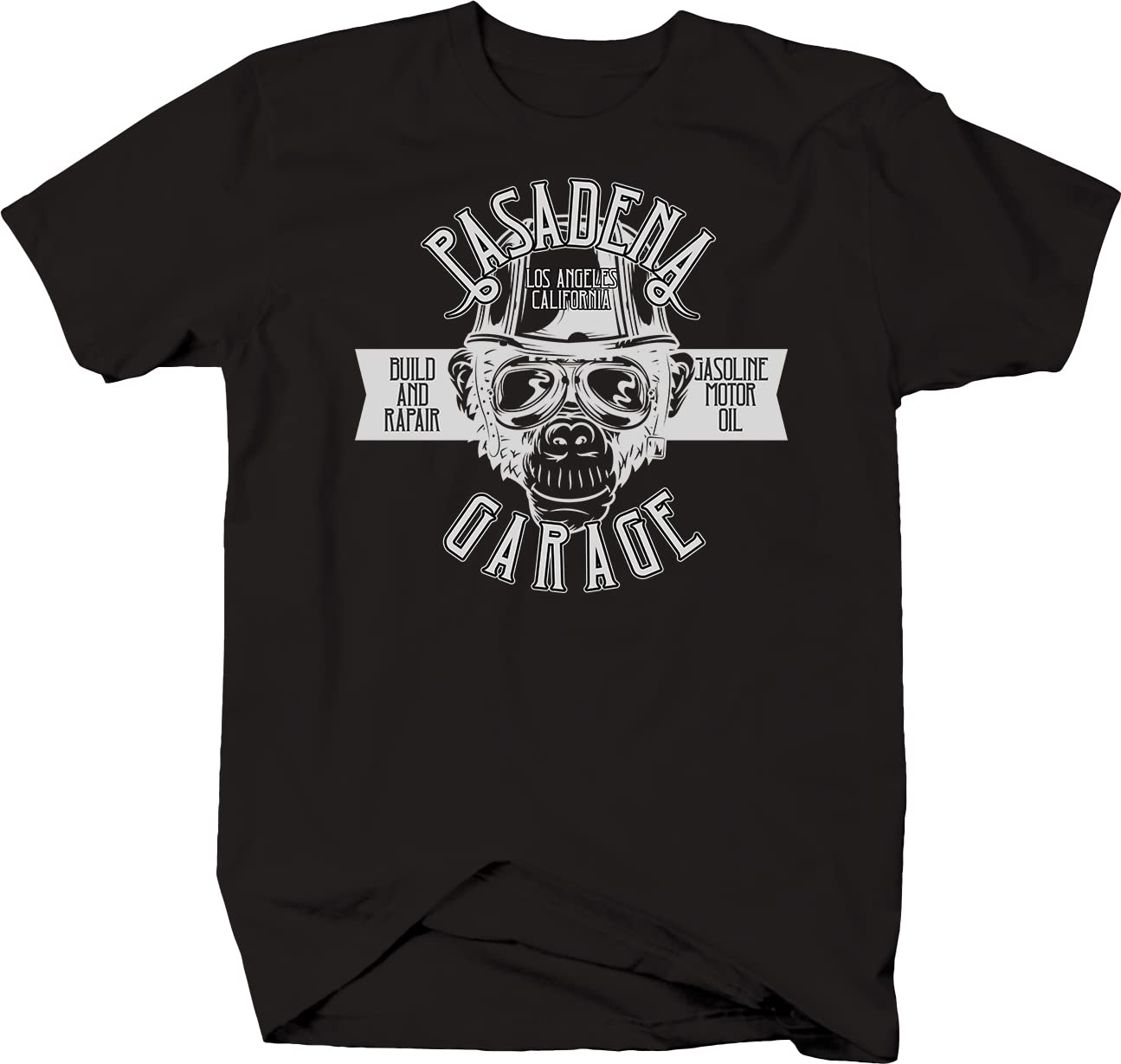 Men's Gasoline Garage Monkey Graphic T-Shirt - Black | Funny Mechanic & Car Repair Shirt for Auto Enthusiasts | Perfect for Work, Car Shows & Casual Wear