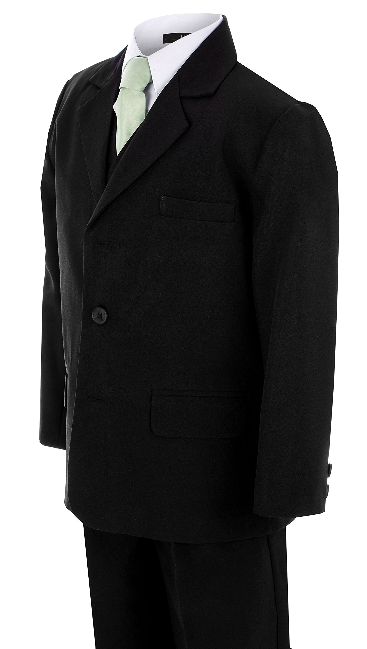 Gino Giovanni Boys Black Suit with Green Tie - Formal Wear for Kids & Teens