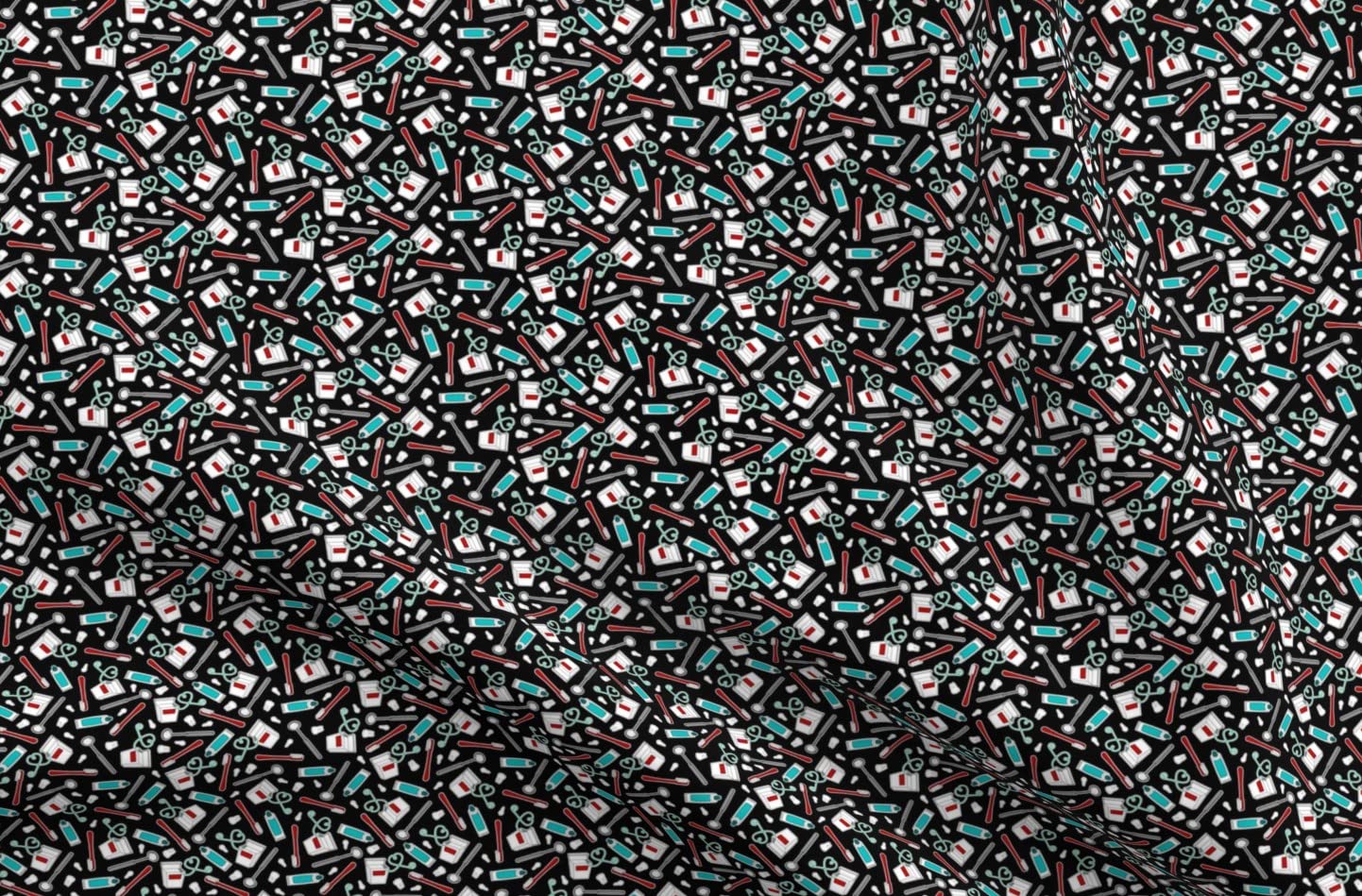 Cute Dentist Dental Print Black Small Scale Teeth Toothbrush Cotton Fabric - Fat Quarter for Sewing, Quilting, Apparel & Crafts | Perfect for DIY Scrubs, Face Masks & Home Decor
