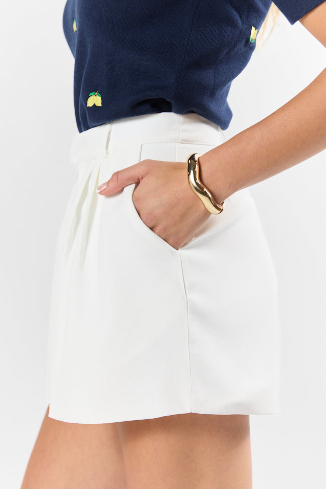 Fresh Path Ivory Tailored Shorts for Women - High Waist Summer Casual Shorts | Perfect for Beach, Vacation & Everyday Wear
