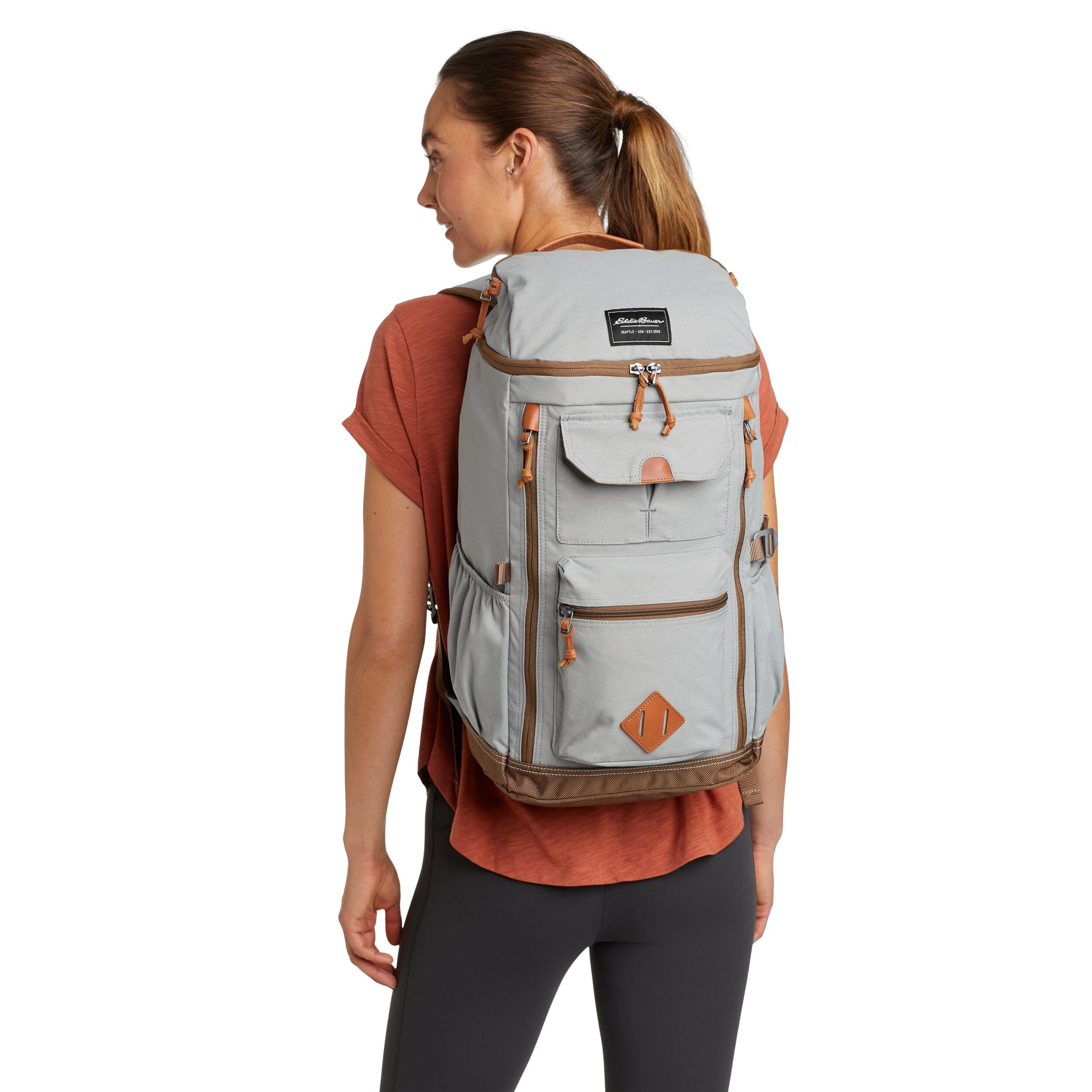 Eddie Bauer Bygone Backpack 30L - Durable Hiking Backpack with Multiple Exterior Pockets & Laptop Compartment - Terracotta Color - Perfect for Travel, School & Outdoor Adventures