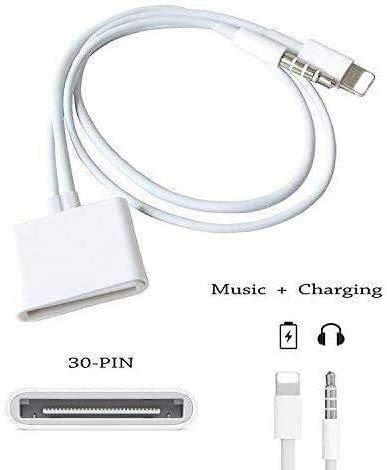 Belcompany Lightning to 30 Pin Adapter Cable with 3.5mm AUX Audio Port for iPhone - Perfect for Car Audio, Home Stereo & Charging