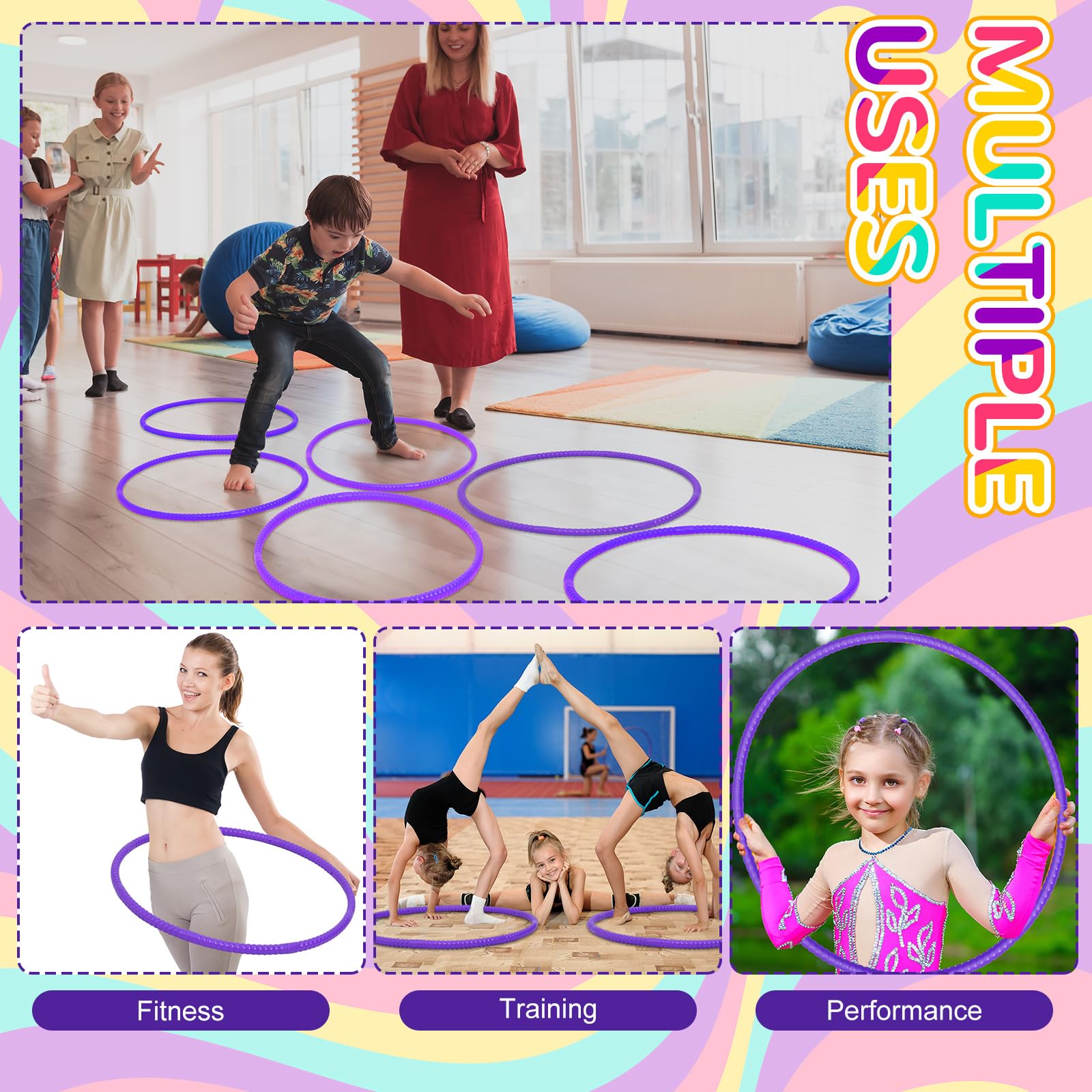 Shappy 6-Pack Adjustable Exercise Hoops - Playground, Gym & Party Decor