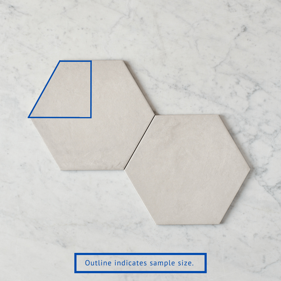 Ocean Beach White Encaustic Look Hexagon Tile Sample - Premium Ceramic Mosaic for Bathroom, Kitchen Backsplash & Flooring