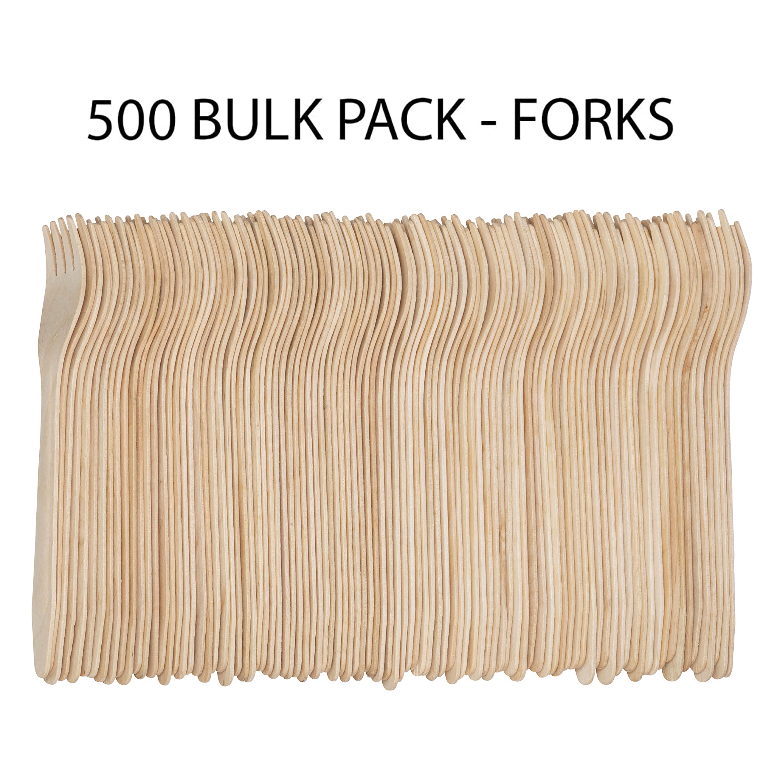 Eco-Friendly 100% Compostable Birchwood Forks - 500 Pack Biodegradable Wooden Cutlery Set for Parties, Picnics & Sustainable Dining | TigerChef