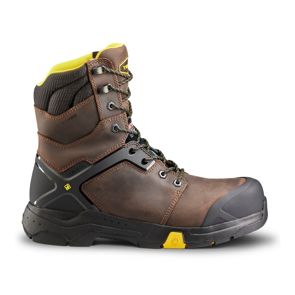 Terra Carbine Men's 8 Inch Composite Toe Waterproof Work Boots - Brown (TR0A4TCRBRN) | Durable Safety Shoes for Construction, Warehouse & Outdoor Work