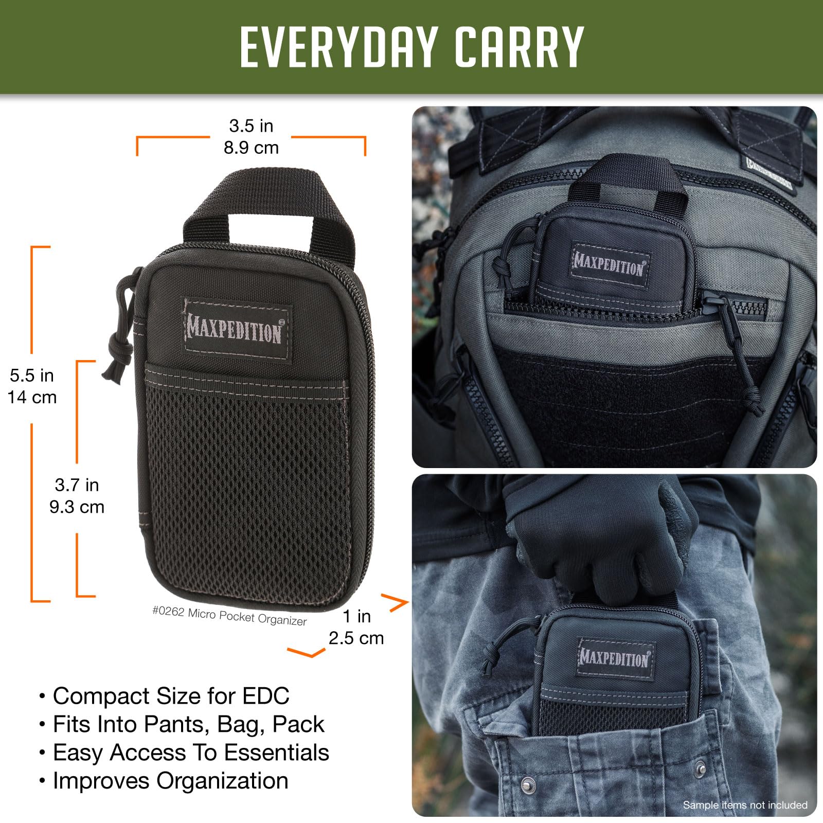 Maxpedition Micro Pocket Organizer - Compact EDC Gear Pouch for Tactical, Hiking & Outdoor Essentials | Water-Resistant Utility Bag for Men & Women