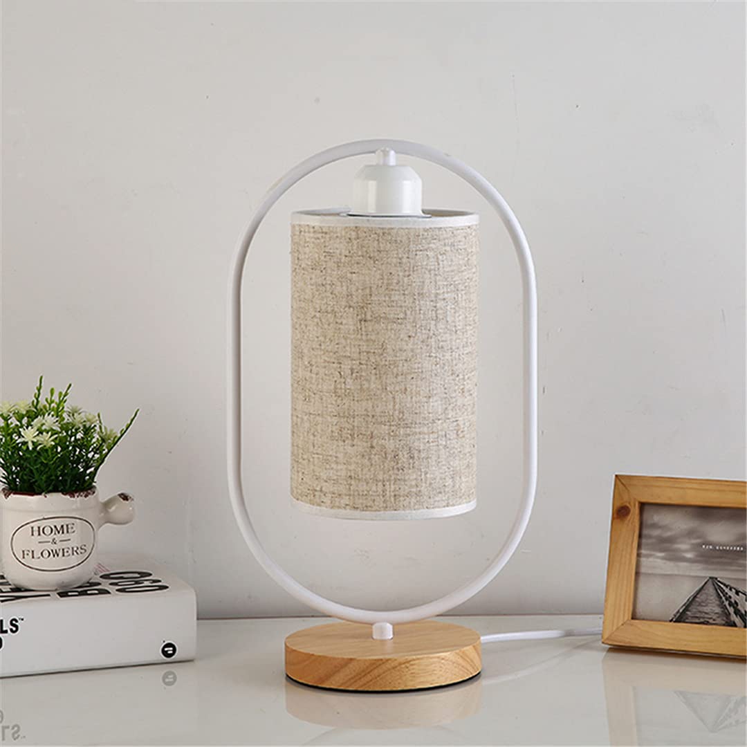 Modern LED Cloth Table Lamp - Minimalist Wood Base Nightstand Light for Bedroom, Living Room & Hotel Decor - Warm White USB/Bedside Lighting - Perfect for Reading, Relaxing & Creating Cozy Ambience (US Plug)