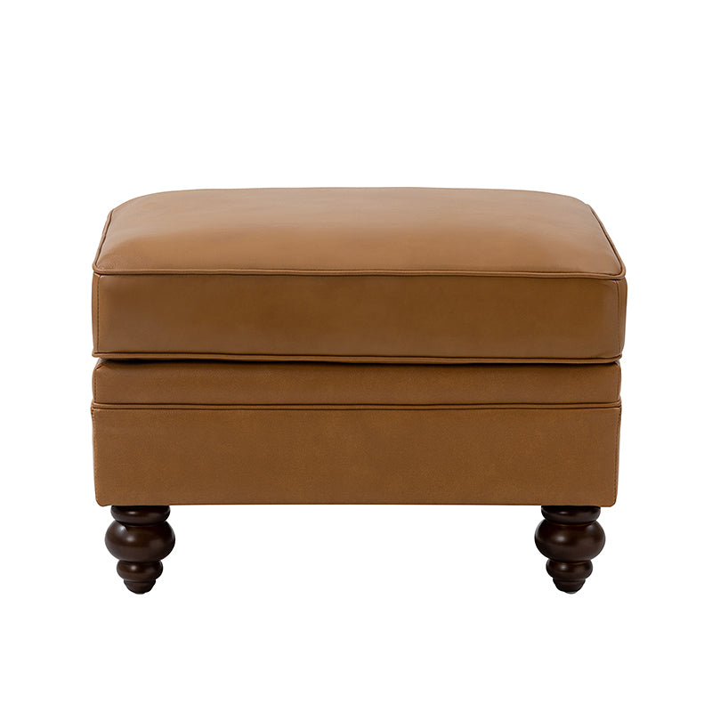 Basilio Modern Genuine Leather Storage Ottoman Bench - Living Room Footrest, Coffee Table & Extra Seating - Perfect for Home, Office & Bedroom