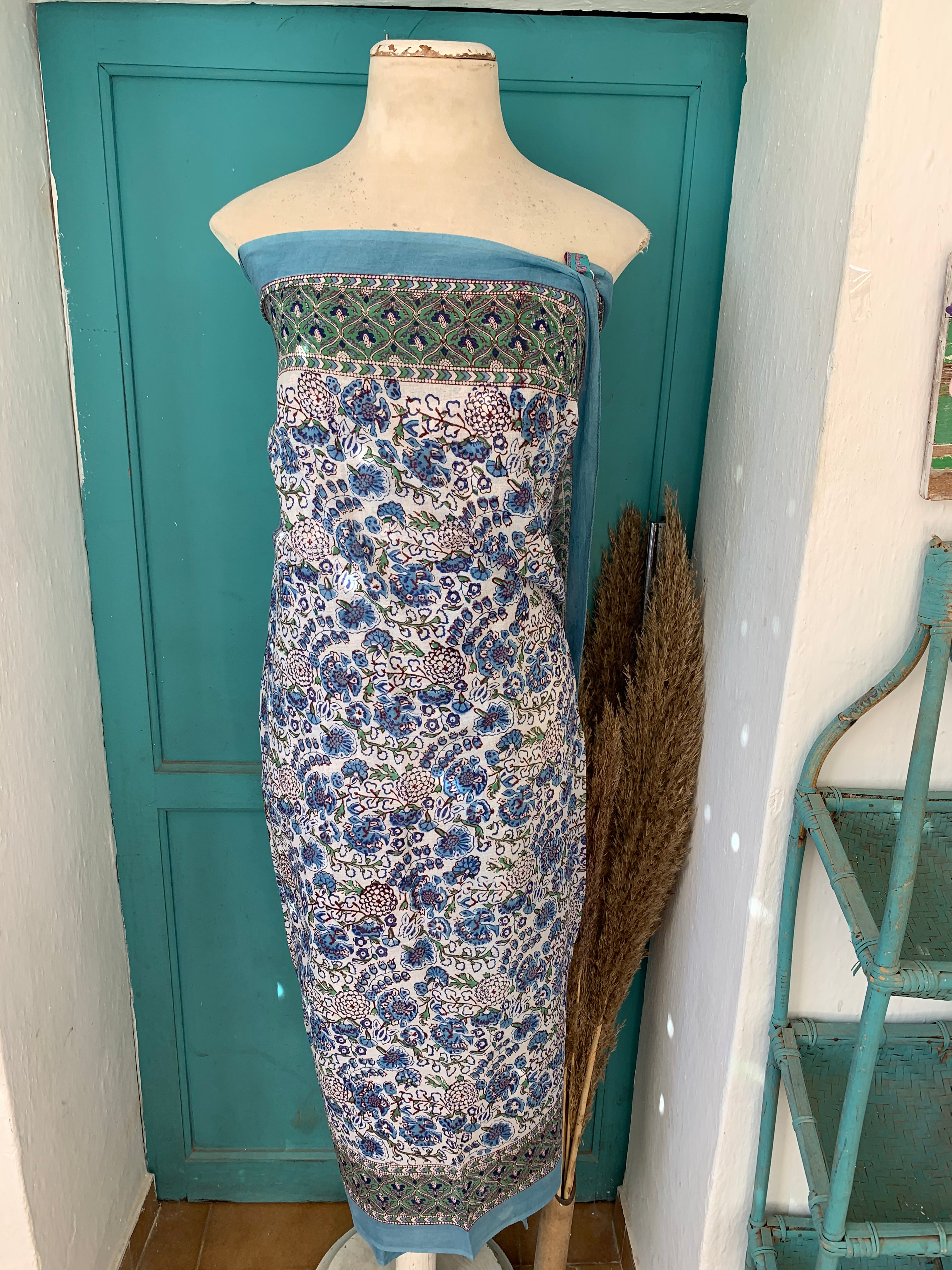 Stylish Block Print Cotton Sarong Pareo Shawl - New Collection for Beach, Pool & Summer Fashion