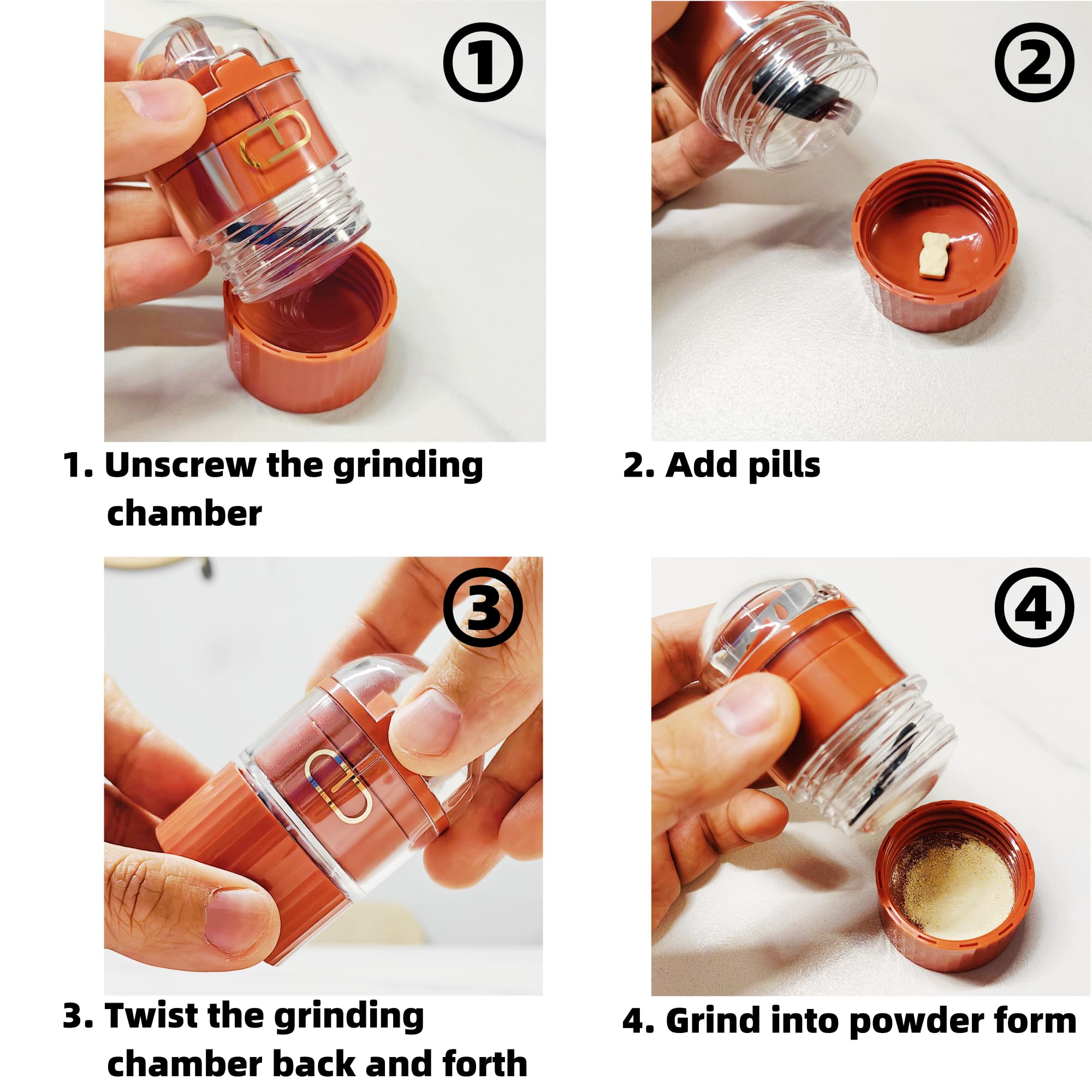 Premium Pill Crusher Grinder - Medicine & Pet Pill Cutter for Fine Powder - Easy to Use with Removable Cup - Perfect for Daily Medication Management, Vitamins & Pet Medicine - Ideal for Elderly Care, Travel & Home Use