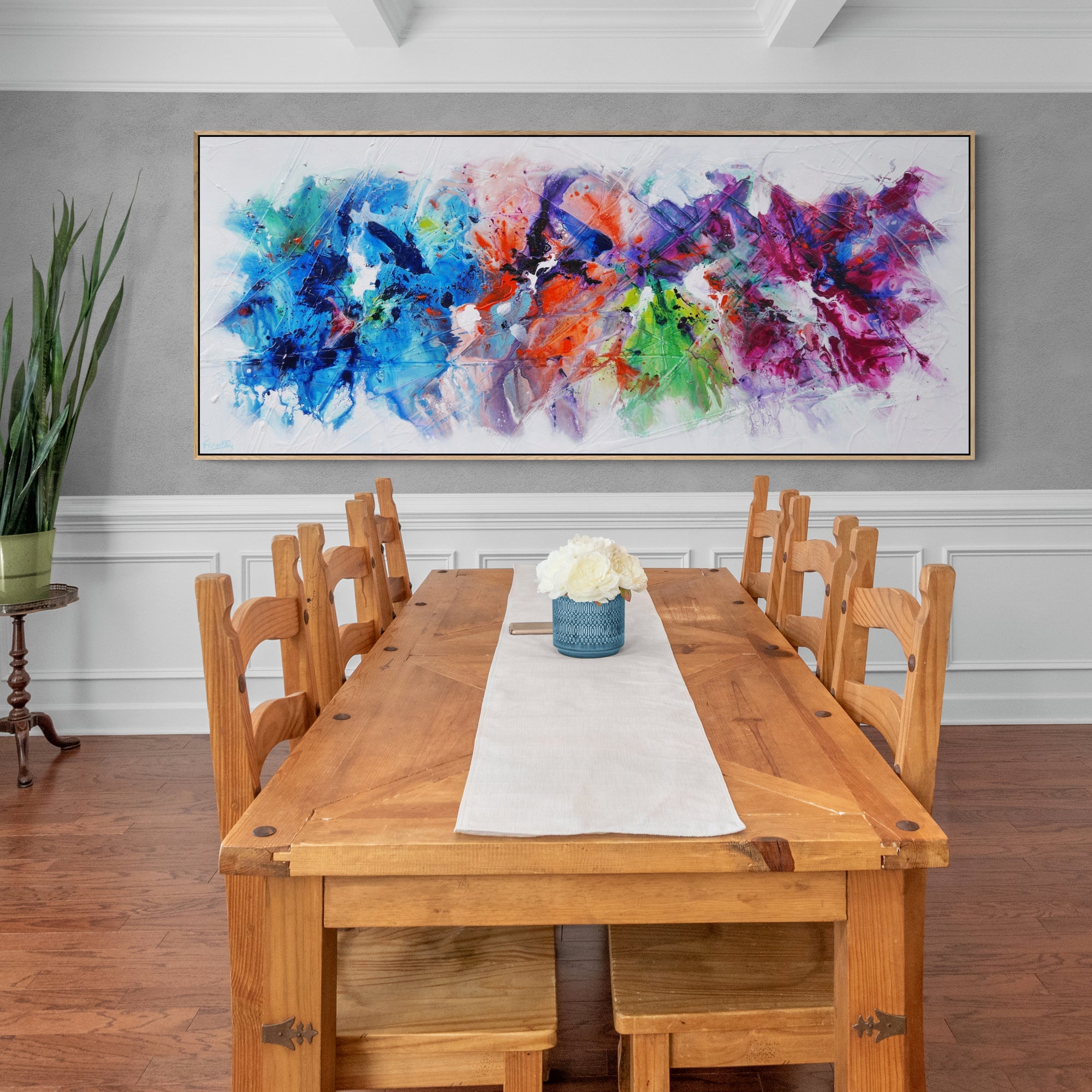 Magenta Bouquet 240cm x 100cm Colorful Textured Abstract Canvas Wall Art - Perfect for Living Room, Bedroom & Office Decor