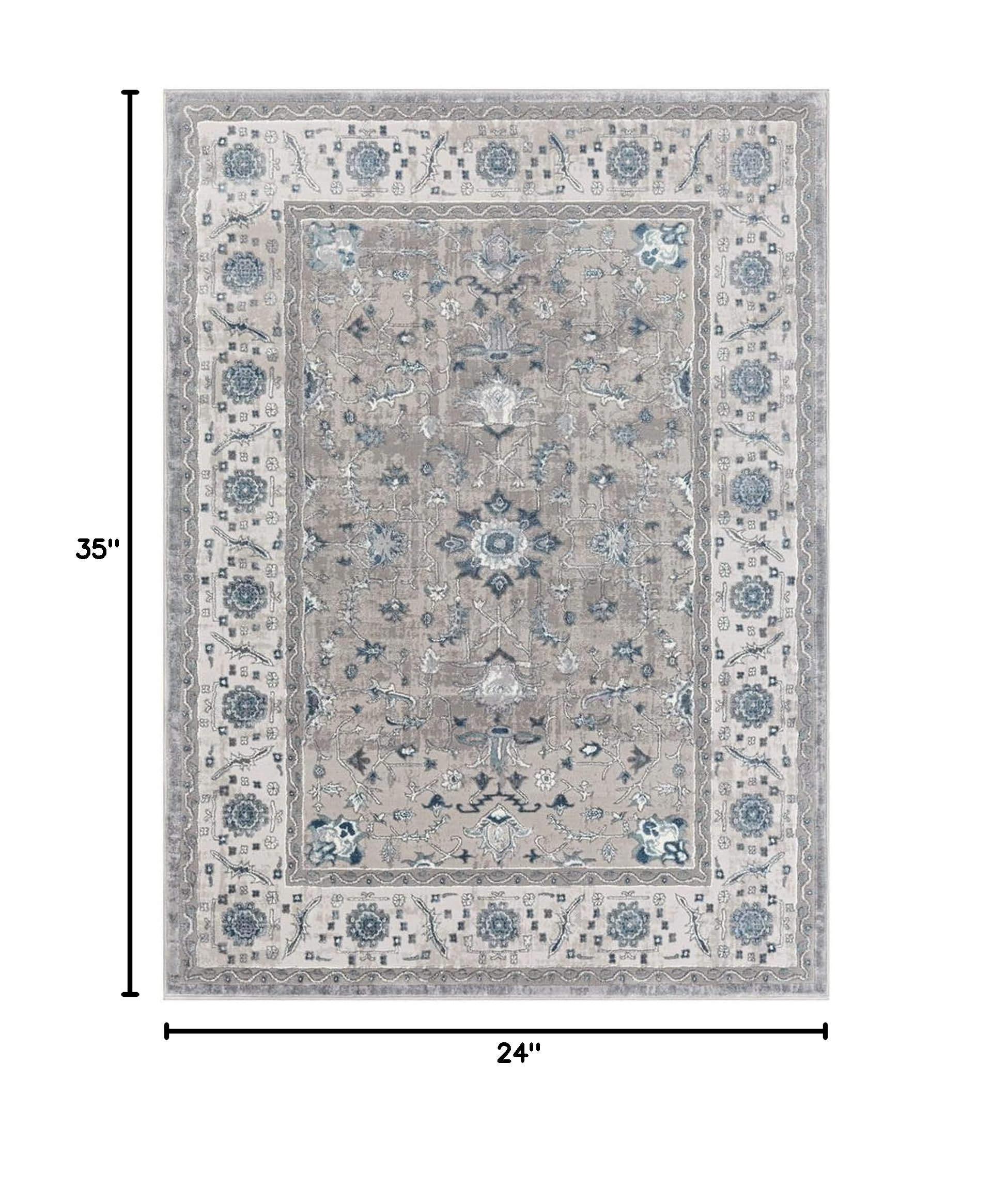Mark&Day Traditional Navy Area Rug 2x3 - Non-Slip Blue and White Carpet for Living Room, Bedroom, Kitchen - Soft Indoor Floor Mat (2' x 2'11