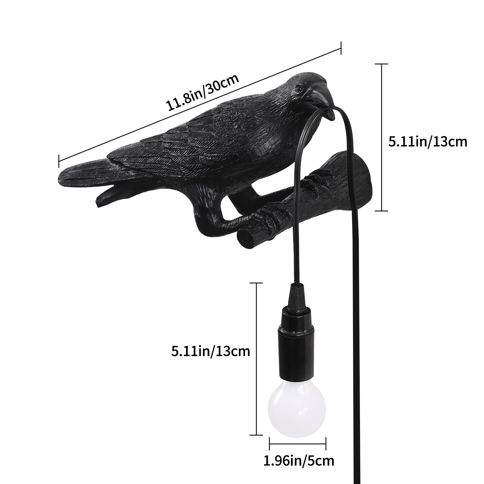 Gothic Raven Table Lamp - Adjustable Crow Desk Light & Wall Sconce, Realistic Resin Bird Decor for Bedroom, Living Room, Office - Modern Gothic Home Decor for Halloween, Witchy Aesthetic & Dark Academia Style
