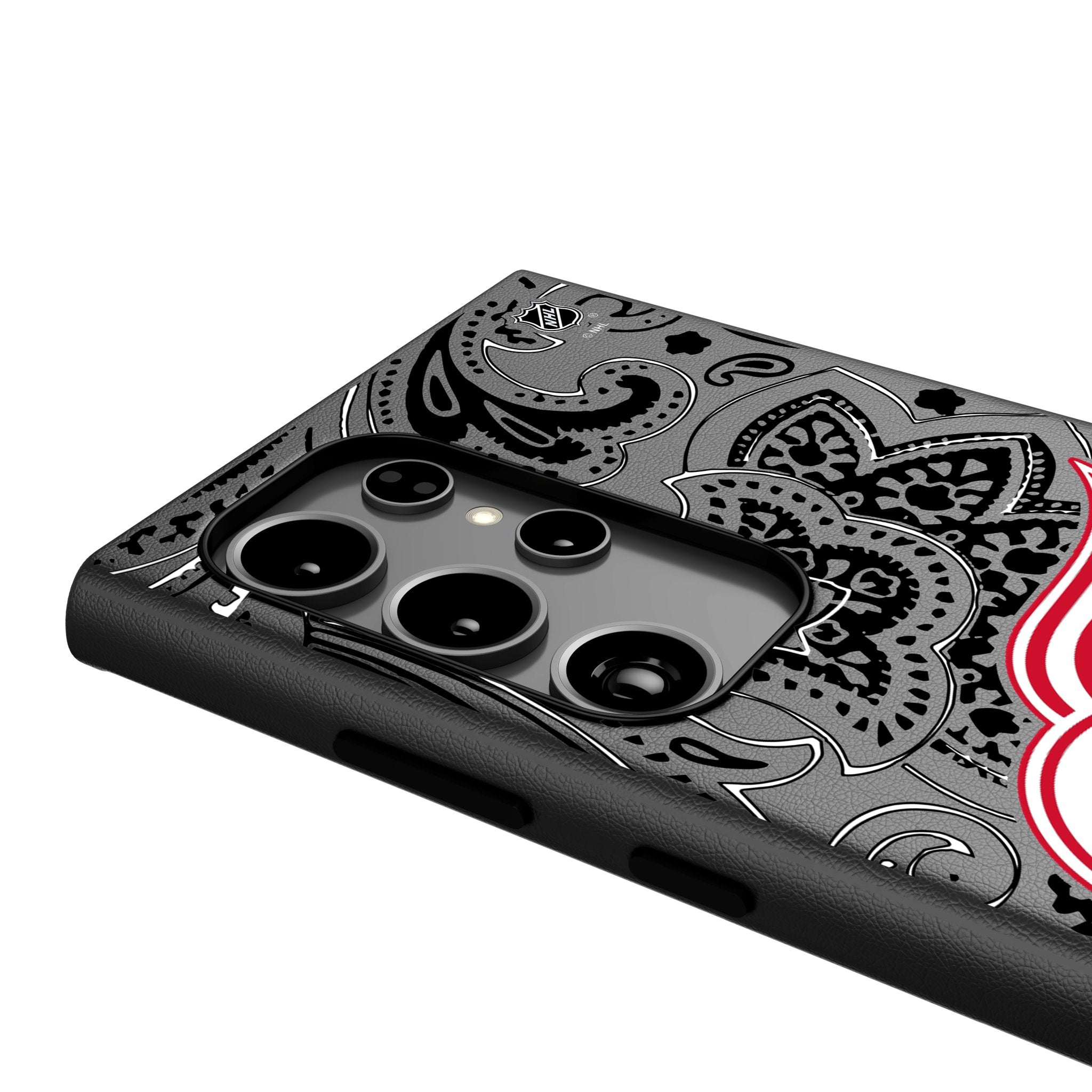 Detroit Red Wings Paisley Pattern MagSafe Compatible Phone Case for Samsung Galaxy S23/S22/S21 - Durable Protective Cover for Hockey Fans & Sports Enthusiasts