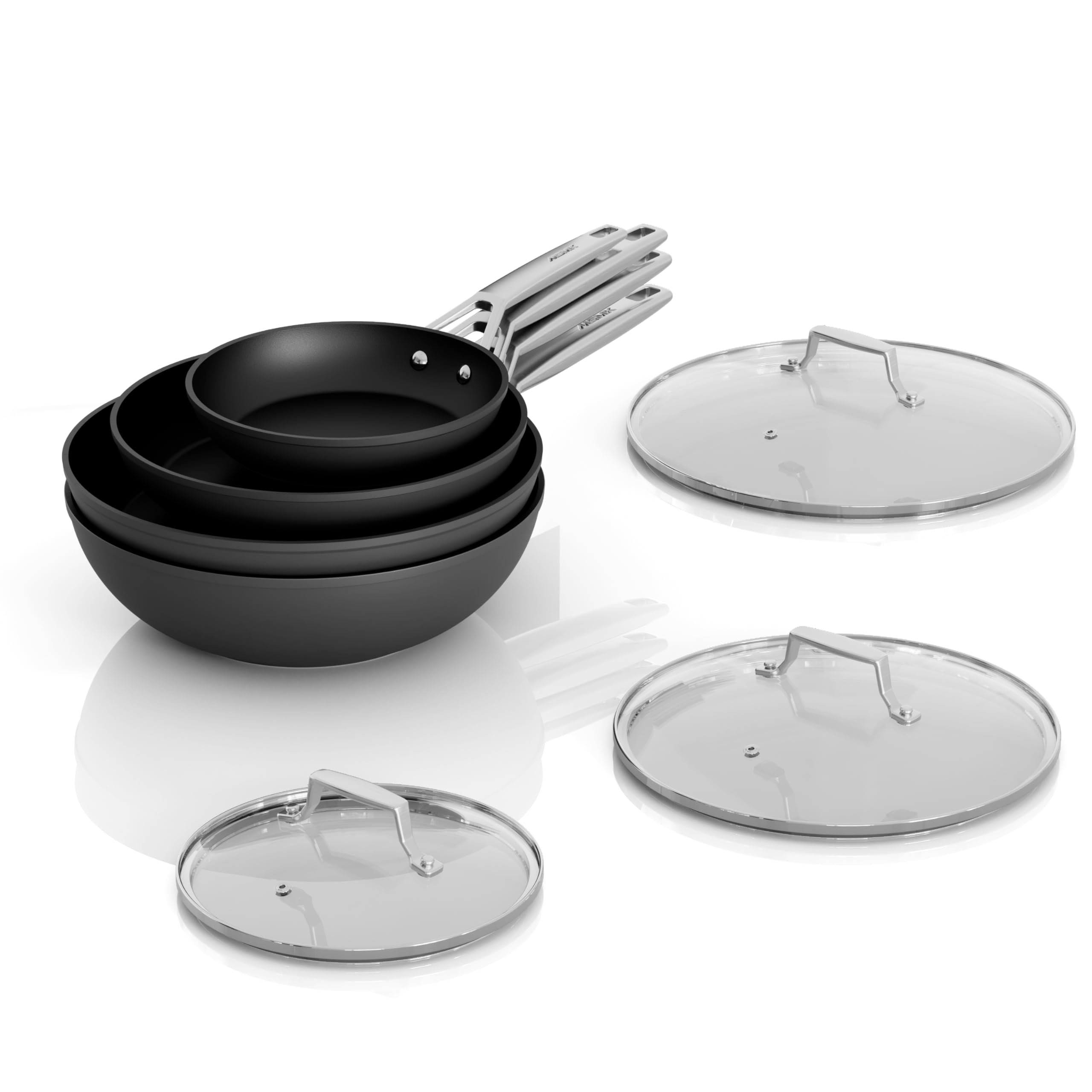 MSMK Non-Stick Cookware Set 7-Piece - 8, 10 & 12 Inch Frying Pans with 12