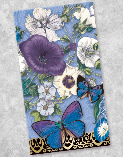 Blue Guest Towel Napkins (16 Count) - Premium Floral & Butterfly Design for Parties, Weddings & Home Decor