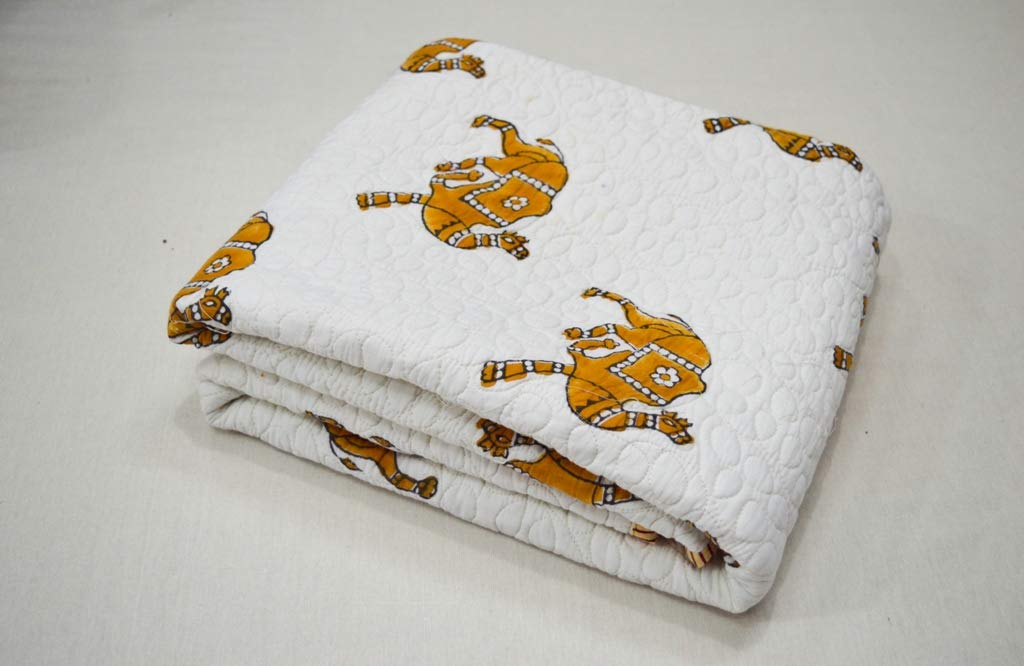 Soft Indian Camel Print Baby Quilt - Unisex Cotton Blanket for Nursery, Crib & Stroller - Cozy Baby Bedding Gift for Boys & Girls