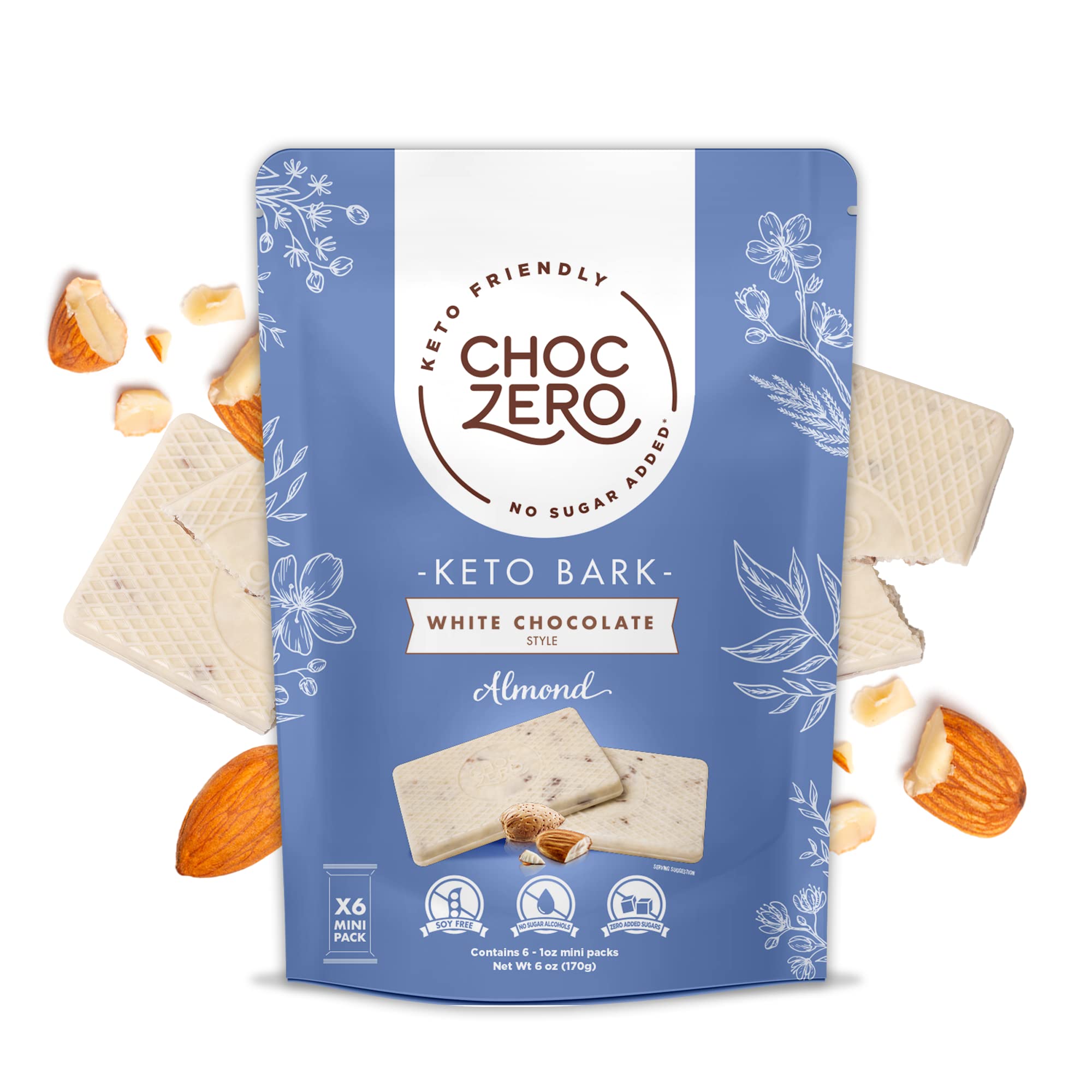 Keto White Chocolate Almond Bark - Low Carb Sugar Free Snack for Weight Loss & Healthy Lifestyle - Perfect for Dessert, Gifts & Keto Diet