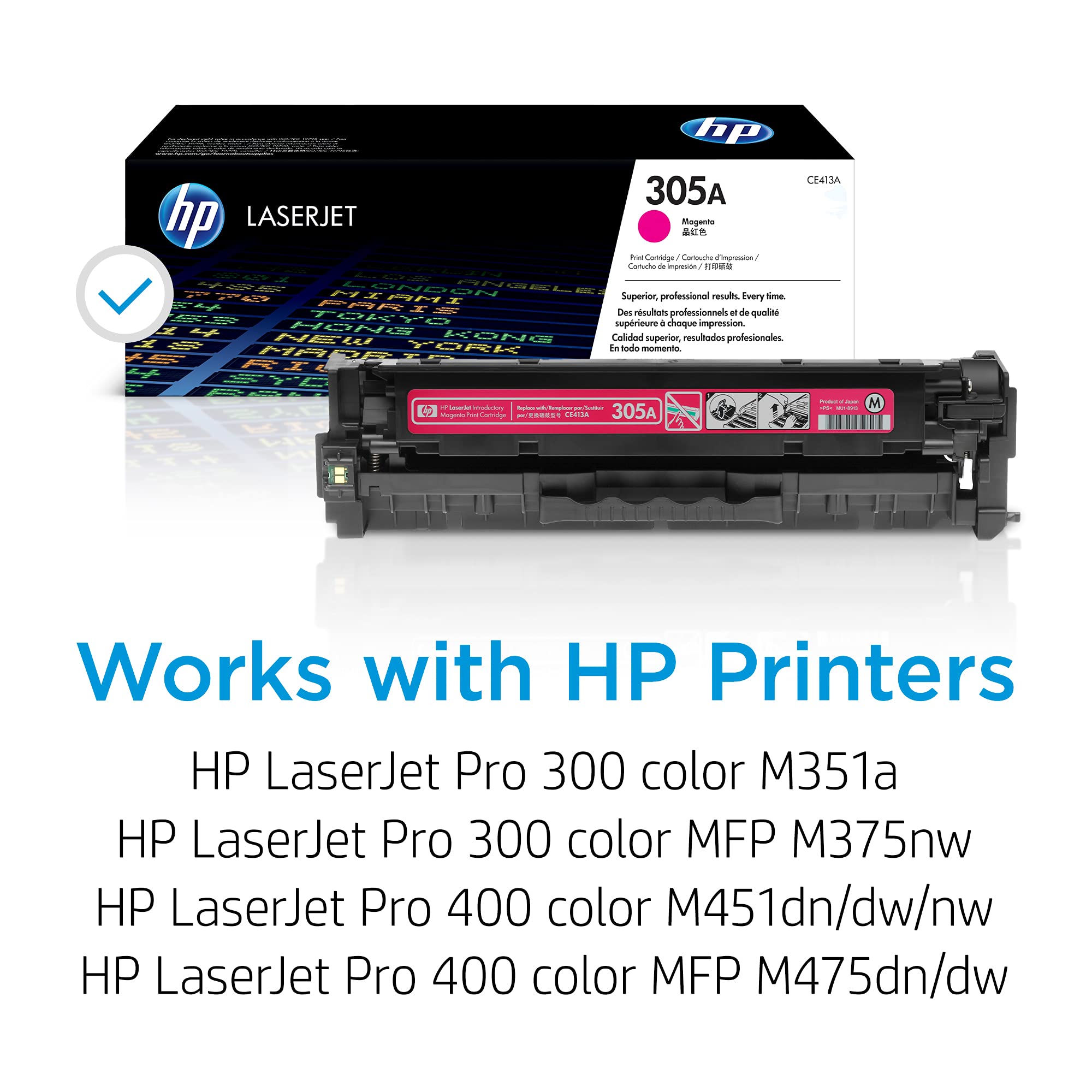 Original HP 305A Magenta Toner Cartridge (CE413A) - Compatible with HP LaserJet Pro 300 M351/M375 & 400 M451/M475 Series Printers | High-Quality Replacement for Home & Office Printing Needs