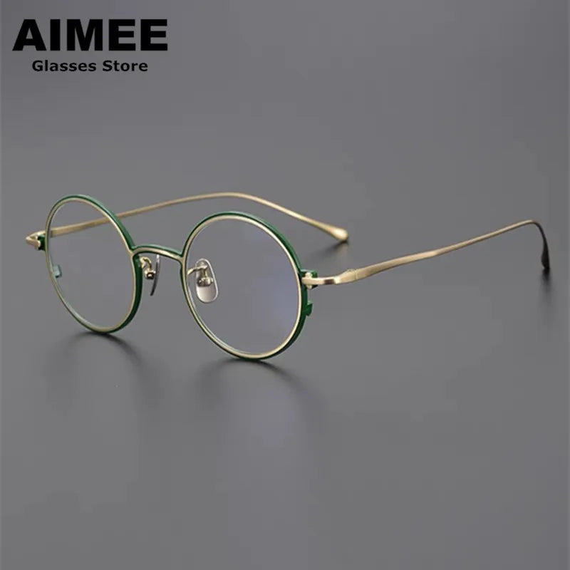 Stylish Unisex Small Round Titanium Eyeglasses Frame 4323 - Lightweight & Durable for Work, Reading & Everyday Wear