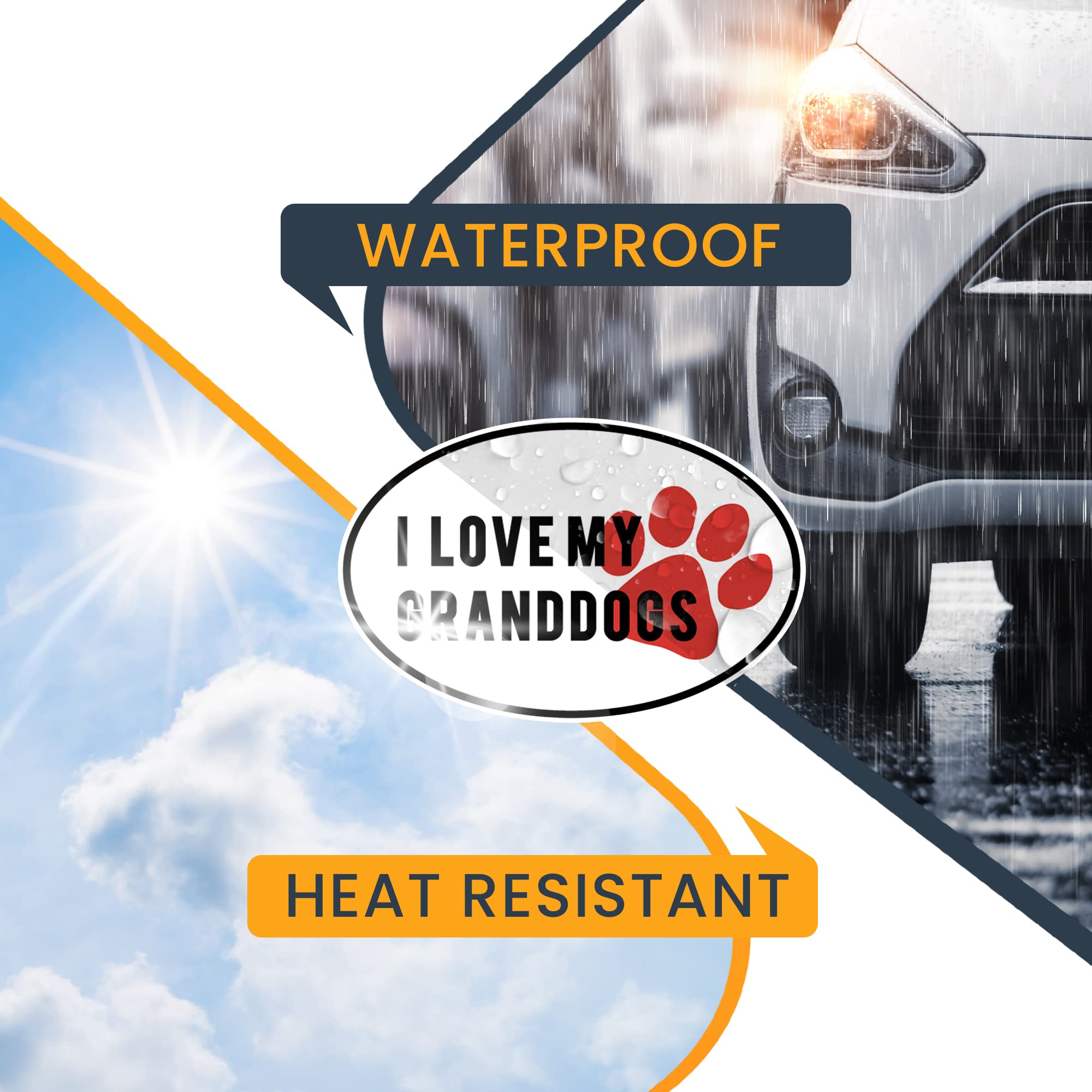 Premium 4x6 Inch Heavy Duty Automotive Magnet Decal - I Love My GrandDogs Black & White Design with Red Paw Print for Cars, Trucks & SUVs | Perfect for Pet Lovers, Grandparent Gifts & Vehicle Decoration