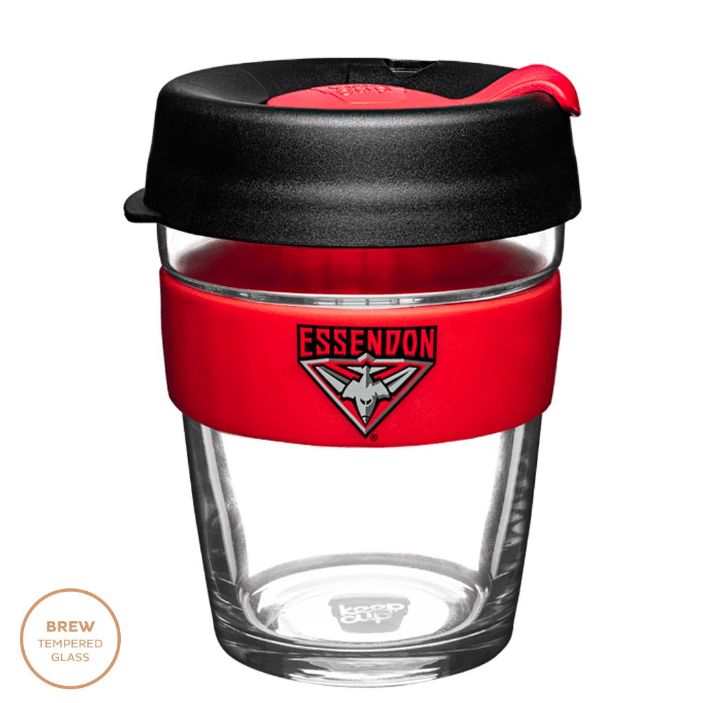 KeepCup AFL 12oz Reusable Glass Coffee Cup - Perfect for Home, Office & Travel - Barista Standard Eco-Friendly Mug for Hot & Cold Beverages