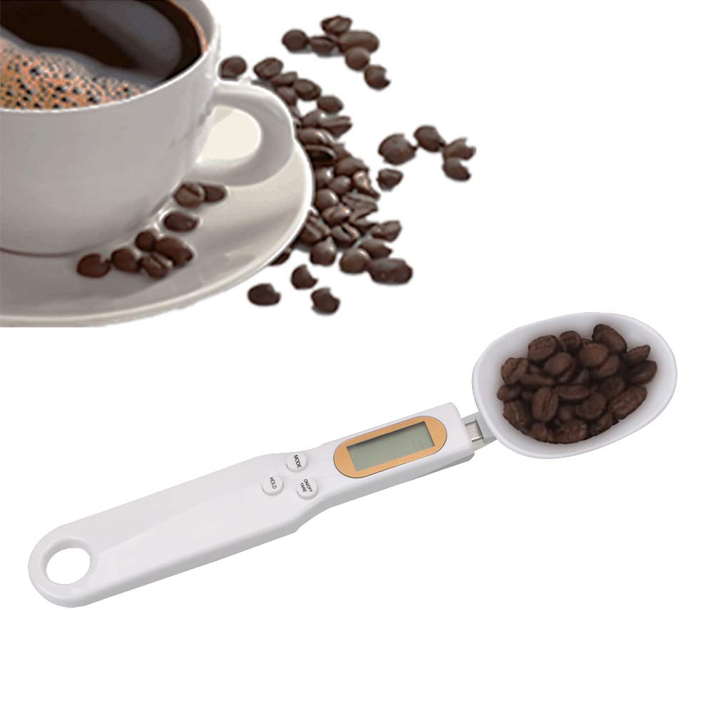 TopHomer White Digital Spoon Scale - 500g/0.1g Precision, Portable Electronic Kitchen Scale with LCD Display for Cooking, Baking, Coffee, and Food Measurement | Perfect for Home, Restaurant & Laboratory Use