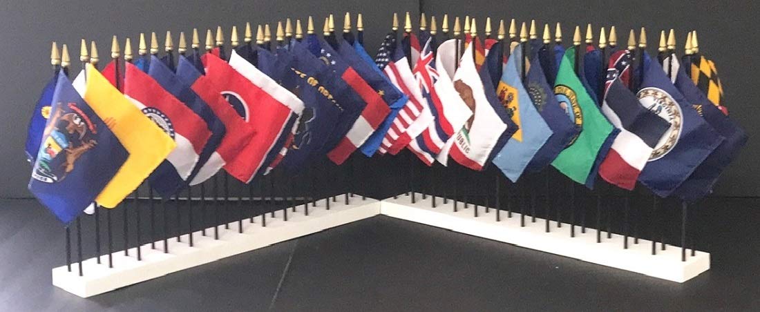 52-Piece US State Flag Set with 2 Custom White Bases - 4x6 Inch Miniature Desk & Table Flags for Each State, Washington DC & USA | Perfect for Home Decor, Office Display, Classroom Learning & Patriotic Events