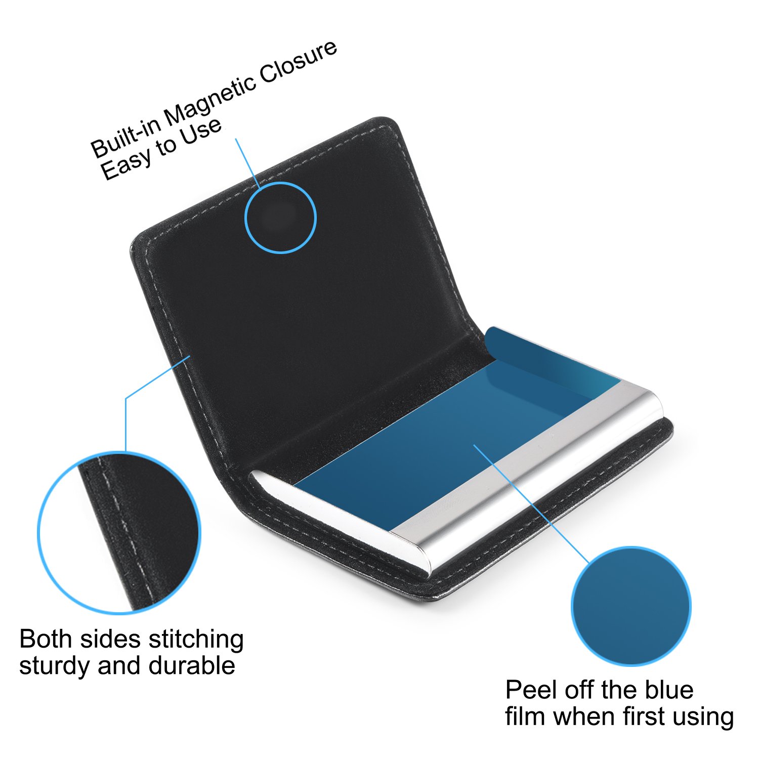 Premium PU Leather Business Card Holder - 2-Sided Magnetic Wallet Case for Men & Women | Ultra Slim & Thin Design | Perfect for Networking Events, Office Meetings & Professional Gatherings