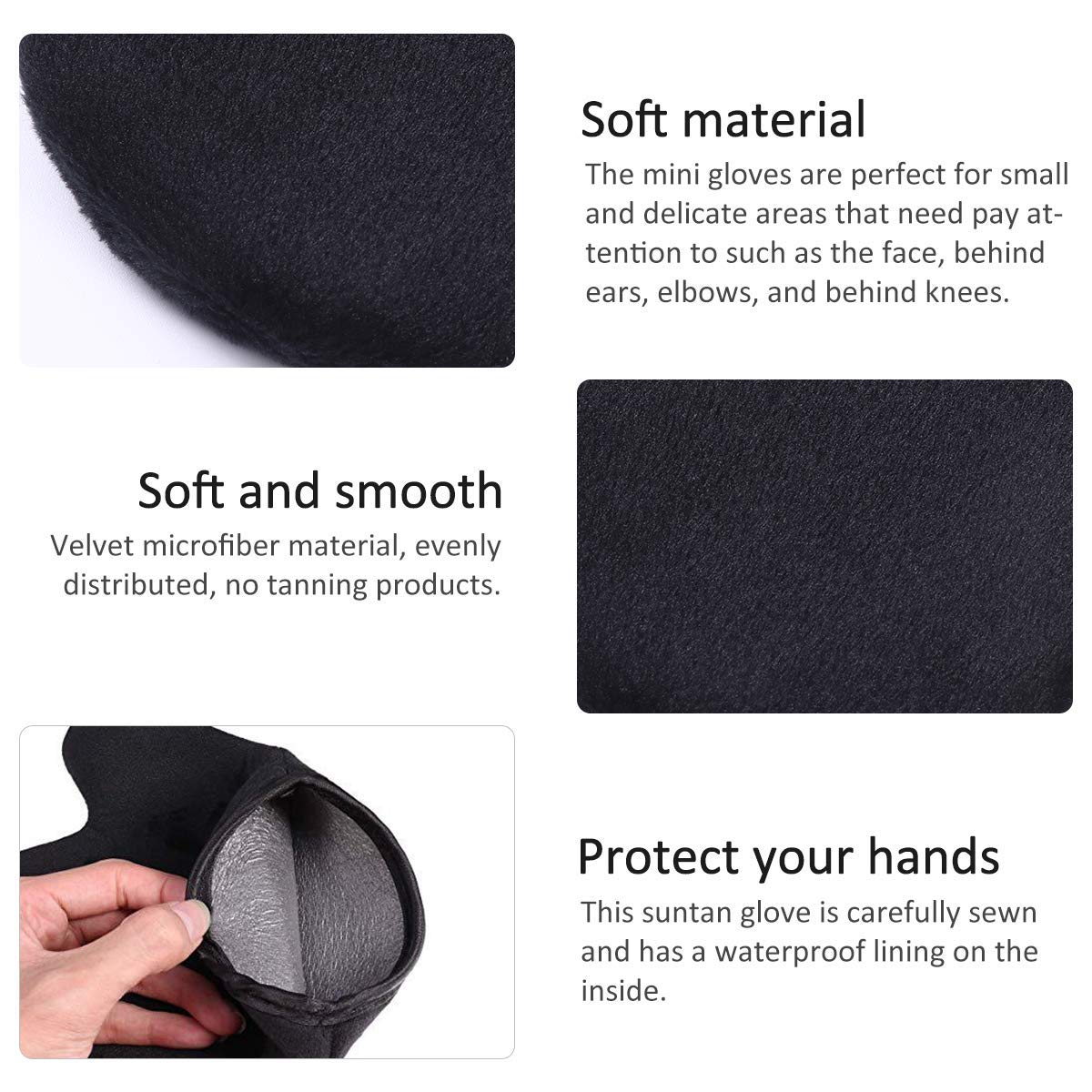 2 Pack Tan Flocked Spa Gloves - Body Mousse & Self Tanner Applicator Mitt for Face, Back & Full Body - Exfoliating Mittens for Even Tanning at Home or Beach