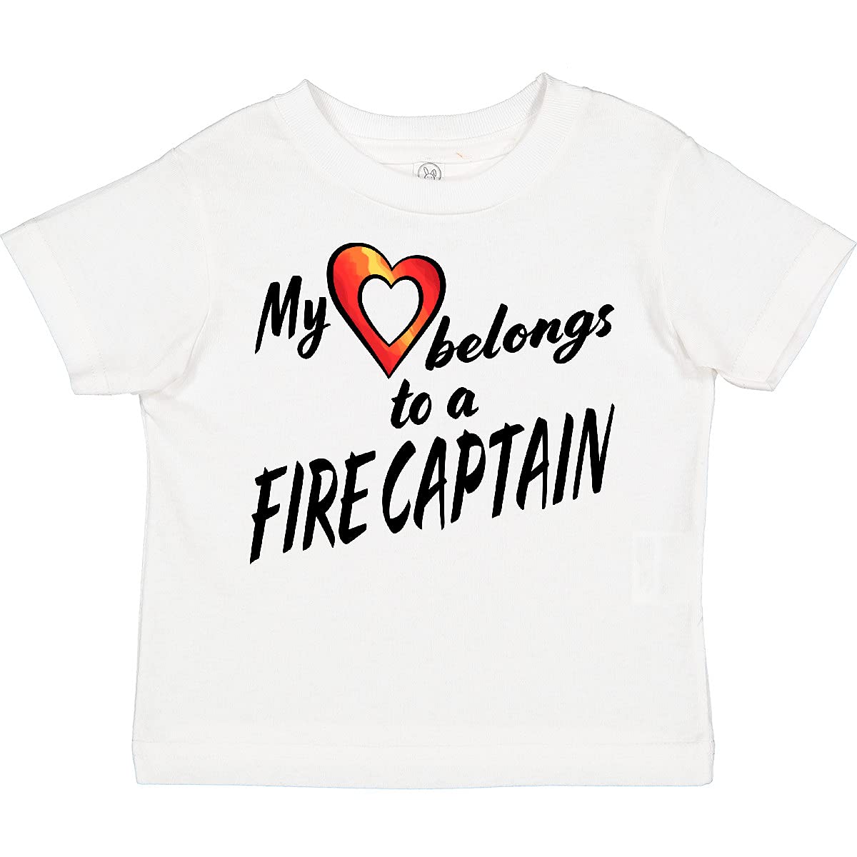 inktastic My Heart Belongs to a Fire Captain Red Heart Toddler T-Shirt - Cute Firefighter Gift for Kids Birthday & Family Outings