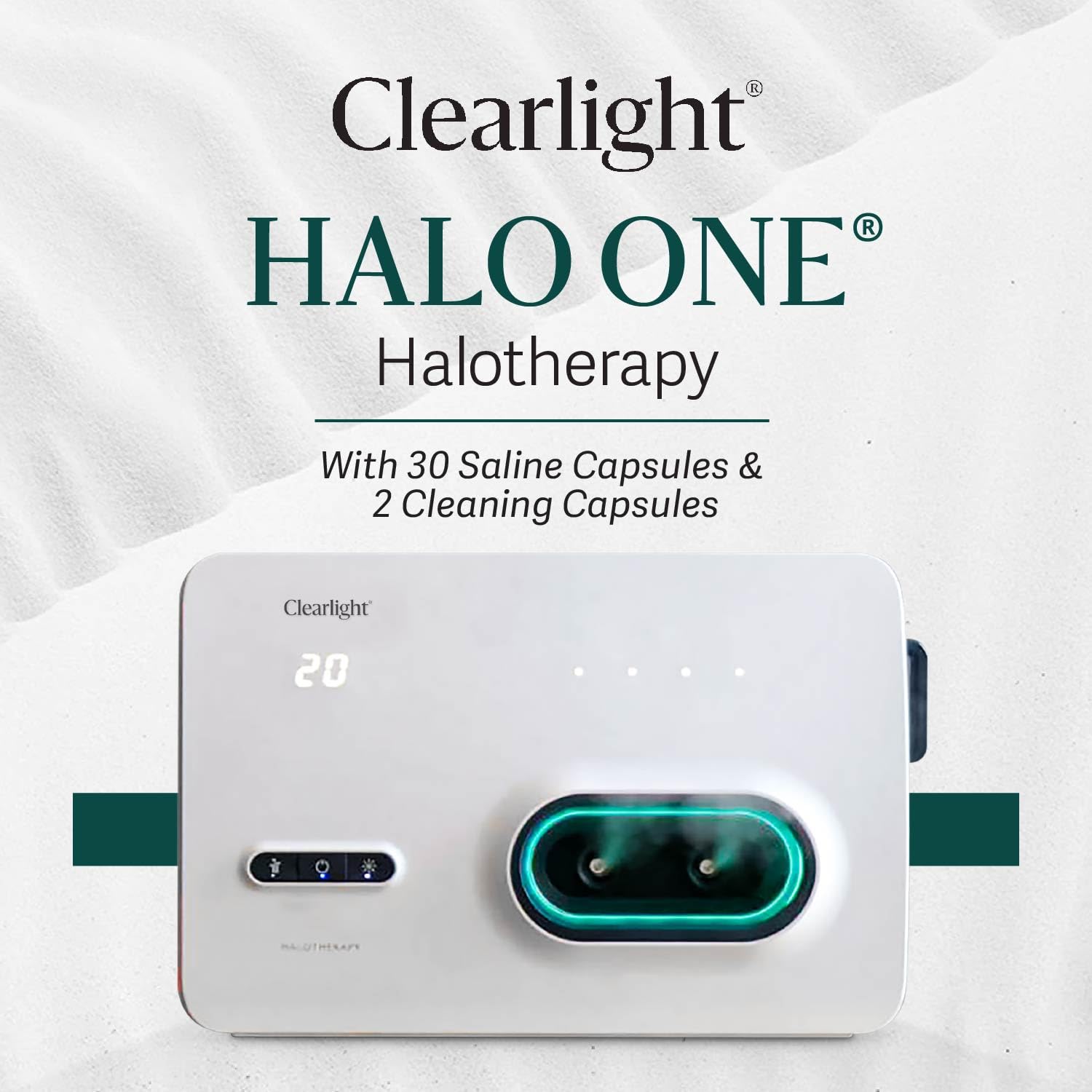 Clearlight HALO ONE Salt Inhaler – Portable Halotherapy Device with 30 Himalayan Salt Capsules for Respiratory Health, Allergy Relief, Acne & Eczema Treatment – Ideal for Home Use, Travel & Daily Wellness Routine