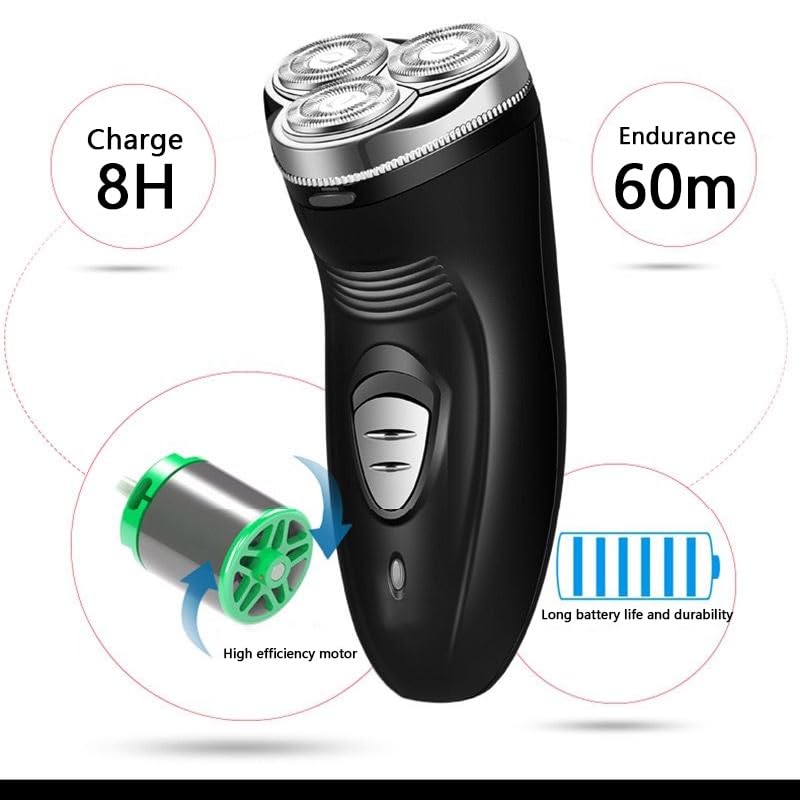 Electric Head Shaver for Bald Men - 3D Floating Triple Blade Beard Trimmer & Facial Razor for Smooth Shaving | Perfect for Daily Grooming, Travel & Professional Use