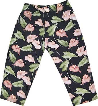 Anthurium Garden Women's Hawaiian Aloha Capri Pants - Tropical Floral Print Cropped Pants for Beach Vacation & Summer Outfits