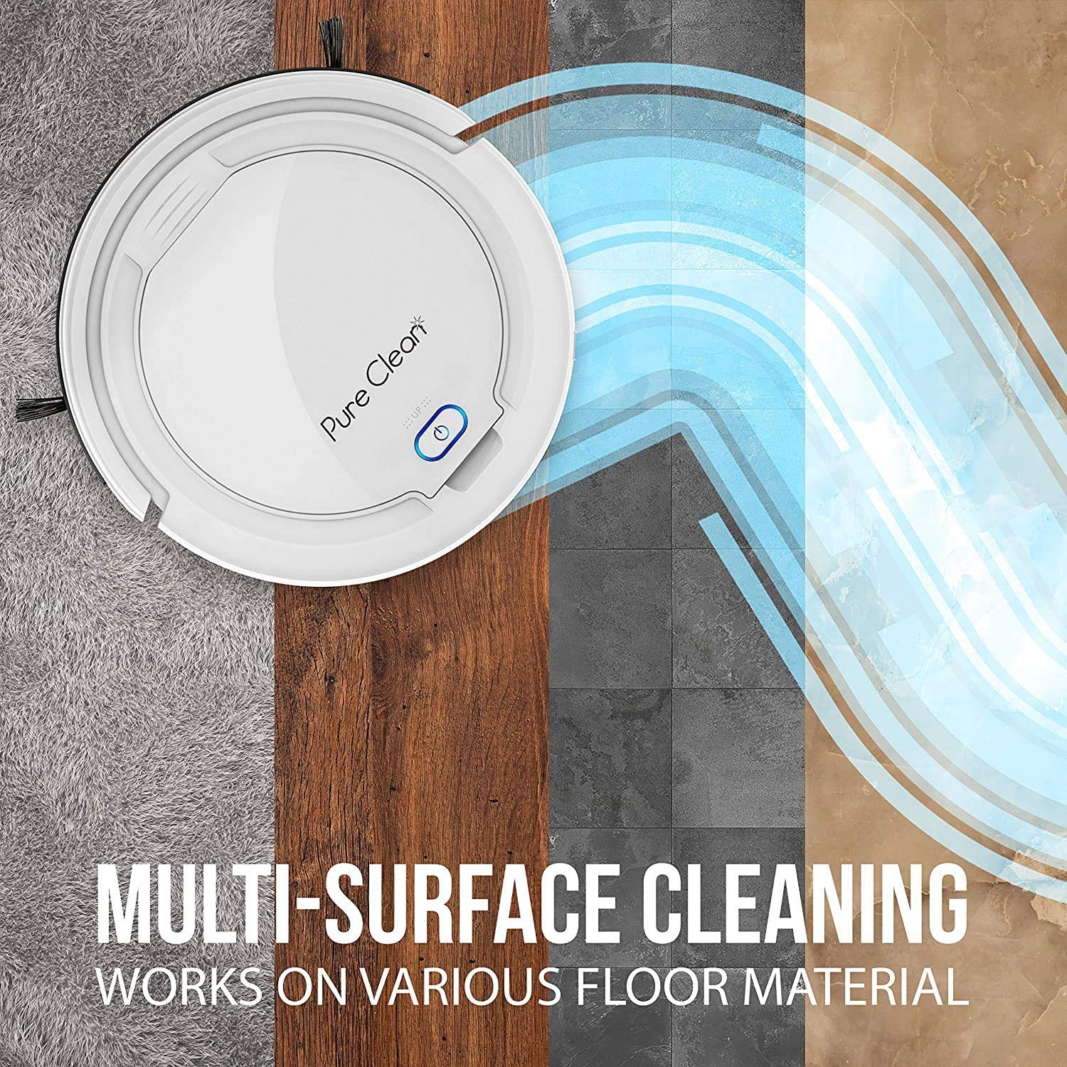 PURE CLEAN Smart Automatic Robot Vacuum Cleaner with Self-Programmed Navigation - Slim, Rechargeable Robotic Vacuum for Carpets, Hardwood, Tile & Linoleum Floors - Anti-Fall Sensors - Ideal for Pet Hair, Daily Home Cleaning & Office Use - Model PUCRC25PLUS.5