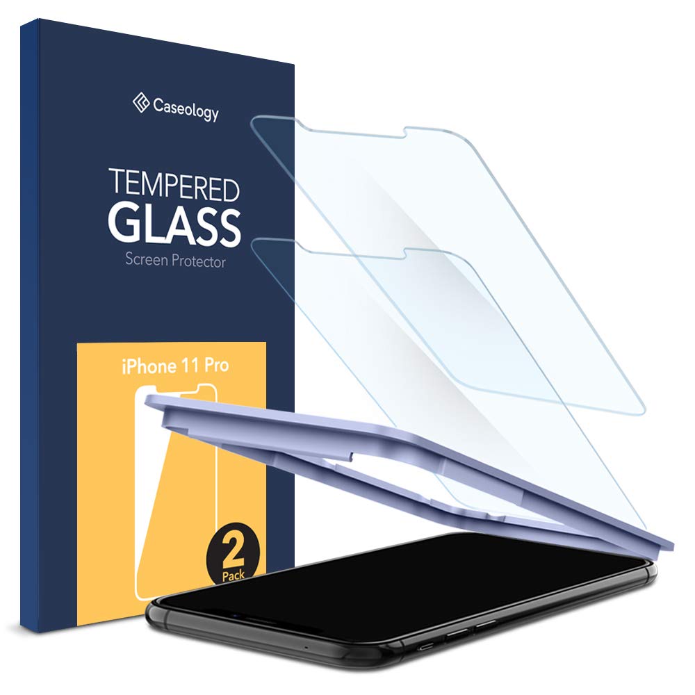 Caseology Tempered Glass Screen Protector for iPhone 11 Pro, Xs & X - 2 Pack - HD Clear, Anti-Scratch, Bubble-Free - Perfect for Work, Travel & Everyday Protection