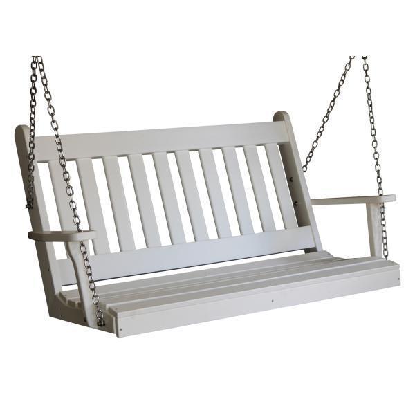 A&L Furniture Poly Traditional English Swing - Classic Outdoor Porch Swing for Garden, Patio, and Backyard Relaxation