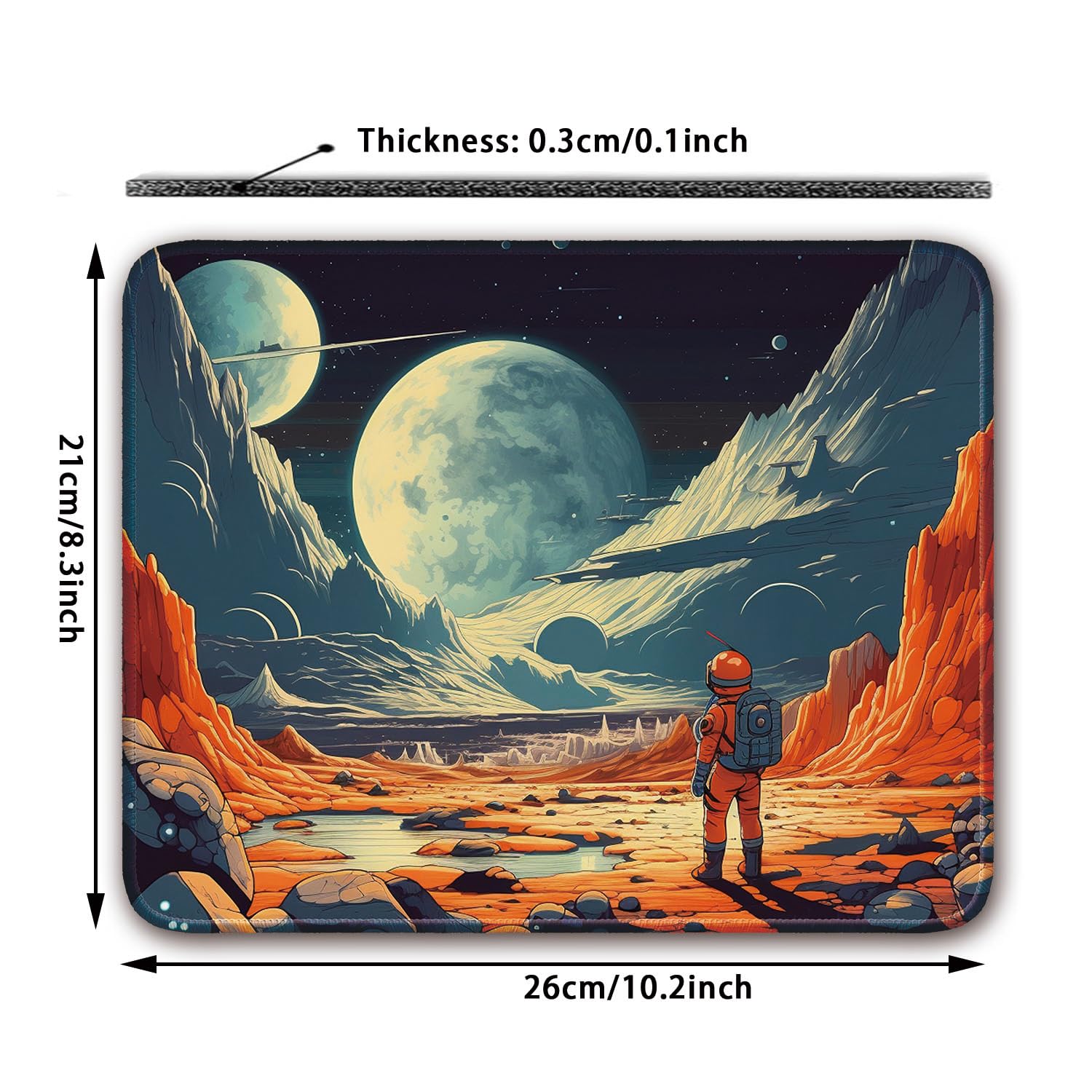 Space Themed Gaming Mouse Pad - Vibrant Color Non-Slip Cloth Surface (26x21cm) for Laptop & PC Gamers | Perfect for Office, Home & Esports