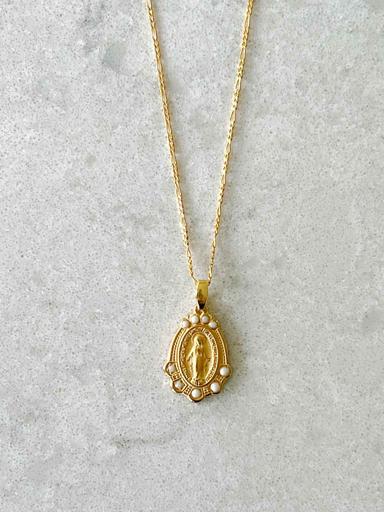 Mary Medallion Pearl Necklace - Elegant Religious Jewelry for Women - Perfect for Church, Weddings & Special Occasions