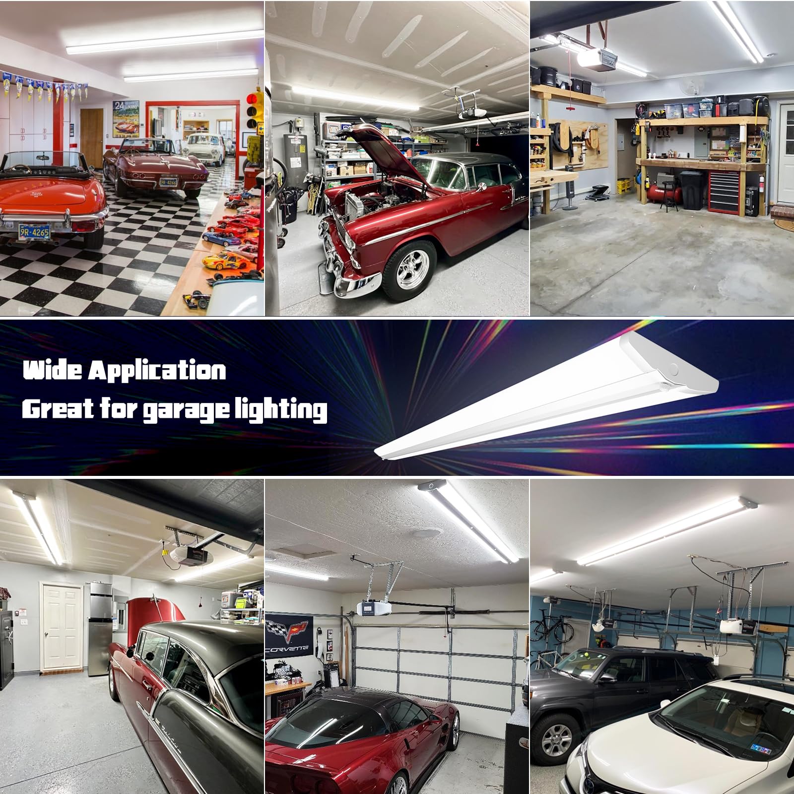 ANTLUX 110W 8FT LED Wraparound Ultra Slim Shop Lights - 12600LM 5000K Daylight White - 8 Foot Flush Mount Ceiling Fixture for Garage, Warehouse & Office - Energy Efficient Fluorescent Tube Replacement (2 Pack) - Perfect for Workspaces, Retail Stores and Home Workshops