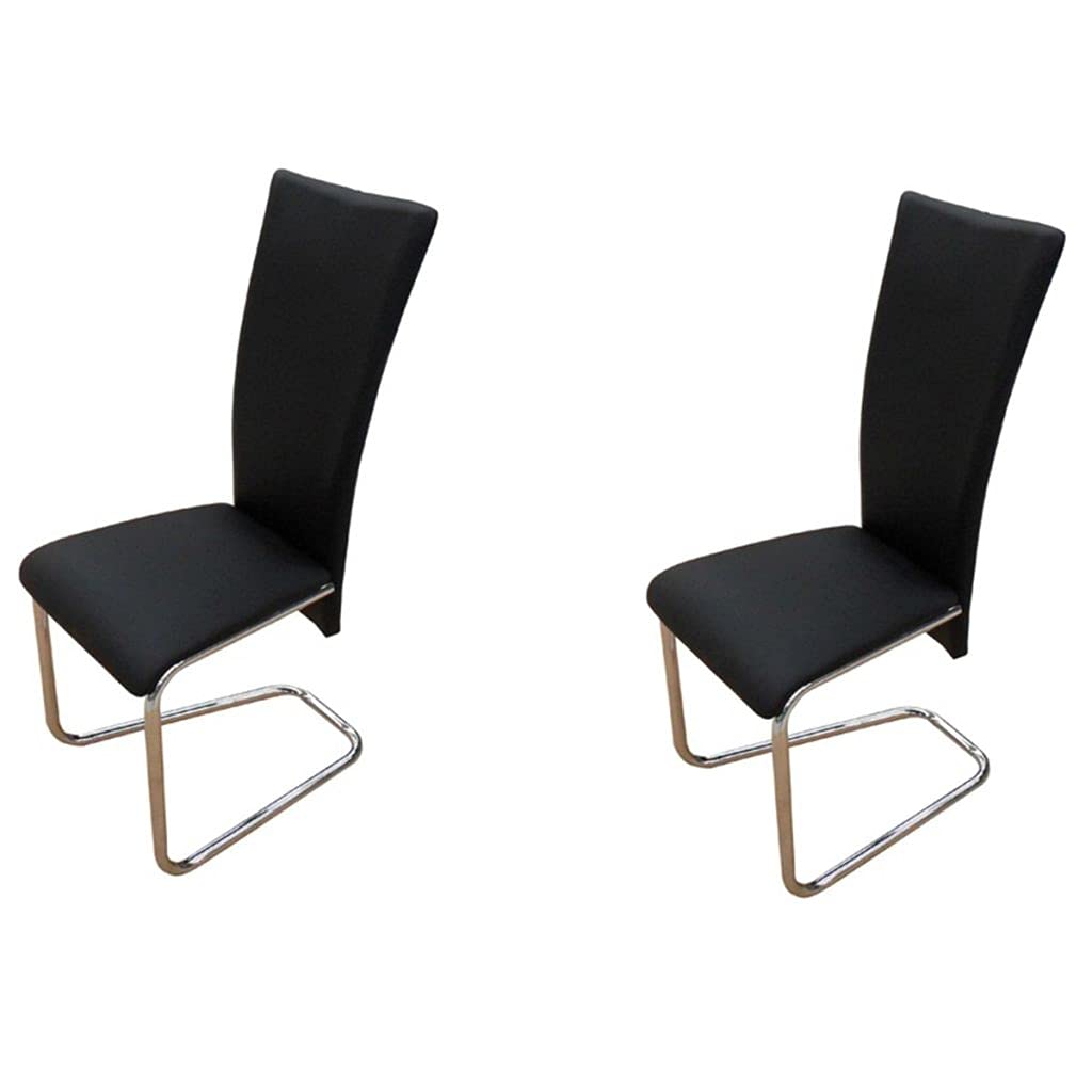 Modern High Back Dining Chairs Set of 2 - Black Faux Leather Upholstered Kitchen & Living Room Chairs - Perfect for Home, Office, and Restaurant Seating