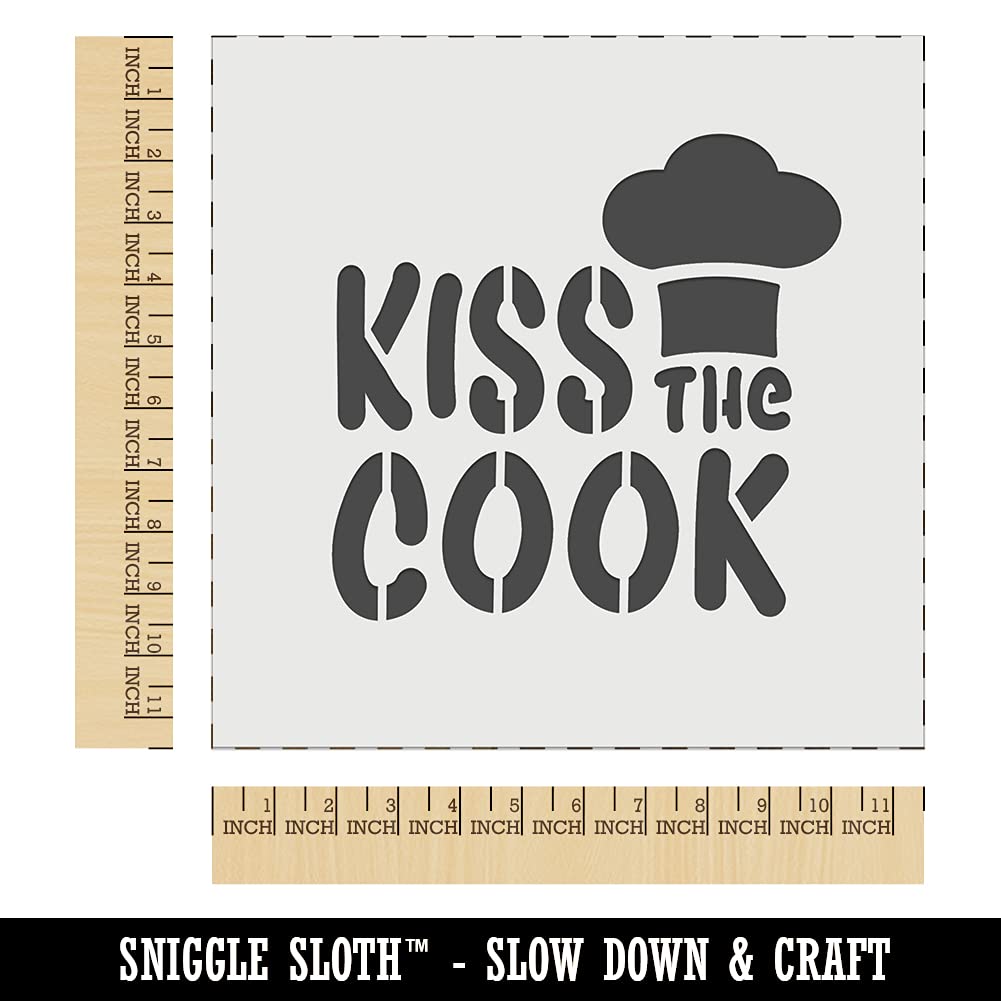 Kiss The Cook Reusable Stencil for Baking & DIY Crafts - 11.5 Inch Wall Cookie Decor Template - Perfect for Home Kitchen, Party Decorations & Creative Gifts