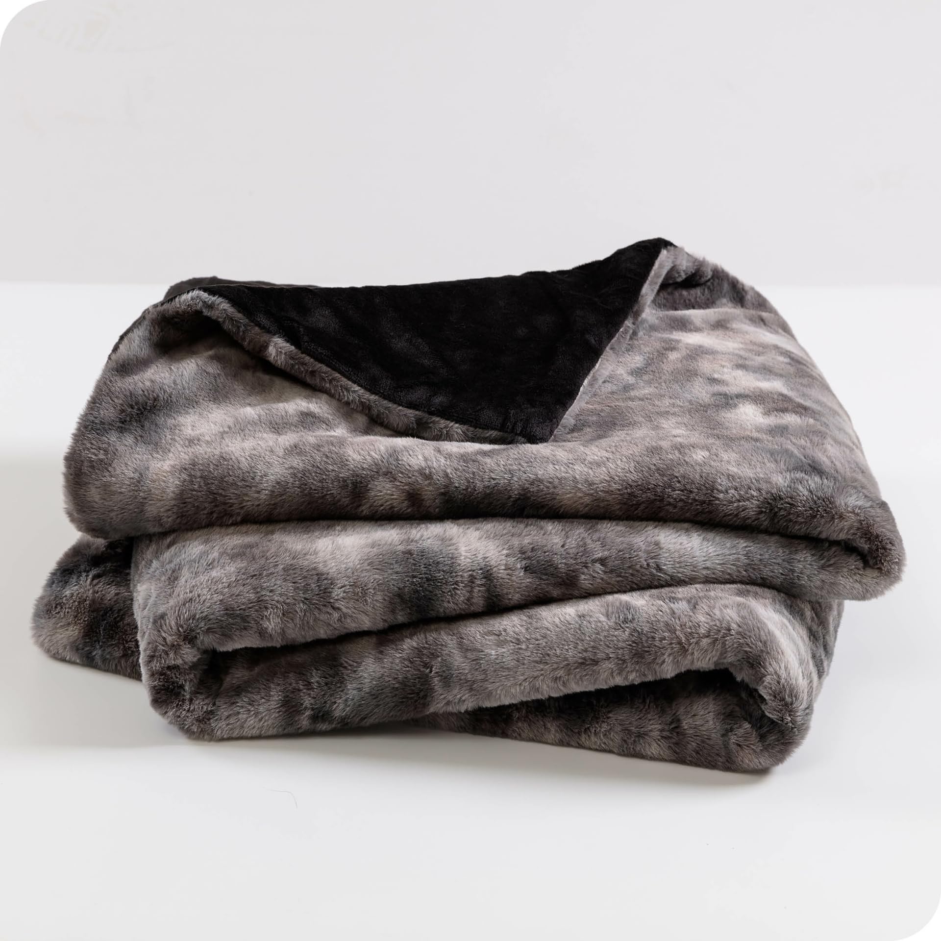 Bare Home Faux Fur Blanket - Ultra Soft Luxury Throw Blanket for Couch, Bed & Sofa - Fluffy Cozy Warm Decorative Blanket 80x60 Inches (Oversized Grey Tie Dye) - Perfect for Winter Nights, Movie Time & Home Decor