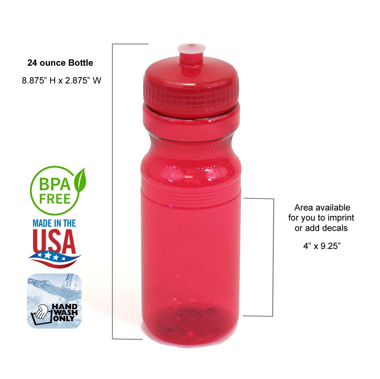 BPA-Free 24oz Water Bottles (100 Pack) - Rolling Sands USA Made - Durable & Reusable for Gym, Office, School, Sports & Outdoor Activities