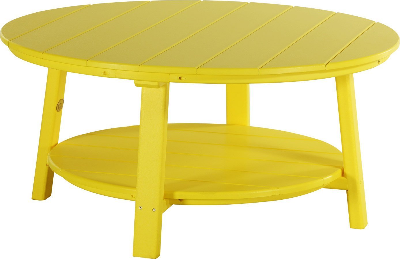 LuxCraft Yellow Recycled Plastic Deluxe Conversation Table with Cup Holder - Outdoor Patio Furniture for Garden, Deck, Poolside & Backyard Relaxation