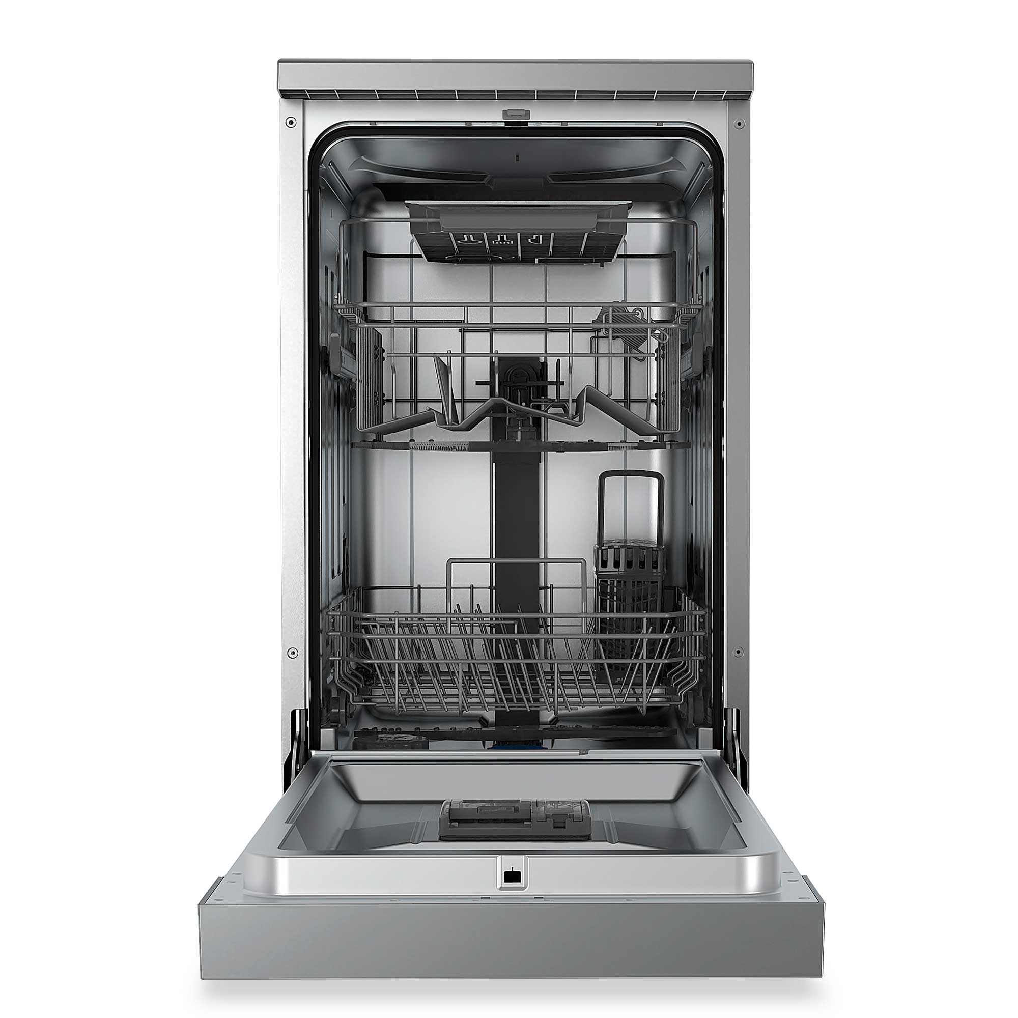 Baridi 45cm Slimline Freestanding Dishwasher - 10 Place Settings, 8 Wash Programs, Energy Efficient, Silver (DH166) - Perfect for Small Kitchens & Apartments