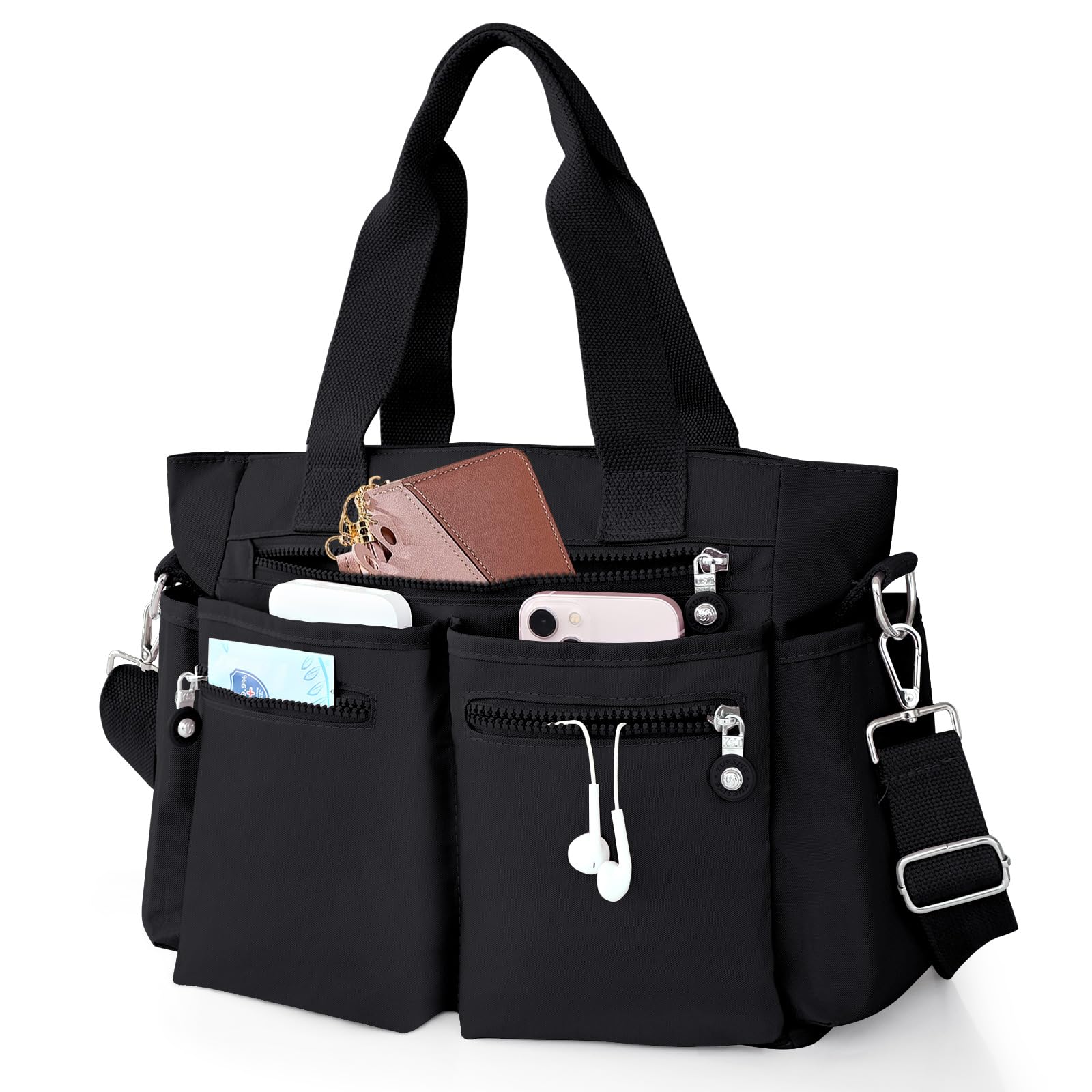Waterproof Tote Bag with Zipper Pocket - Large Capacity Crossbody Shoulder Bag for Women, Durable Work Travel Tote - Perfect for Commuting, Shopping & Gym Essentials